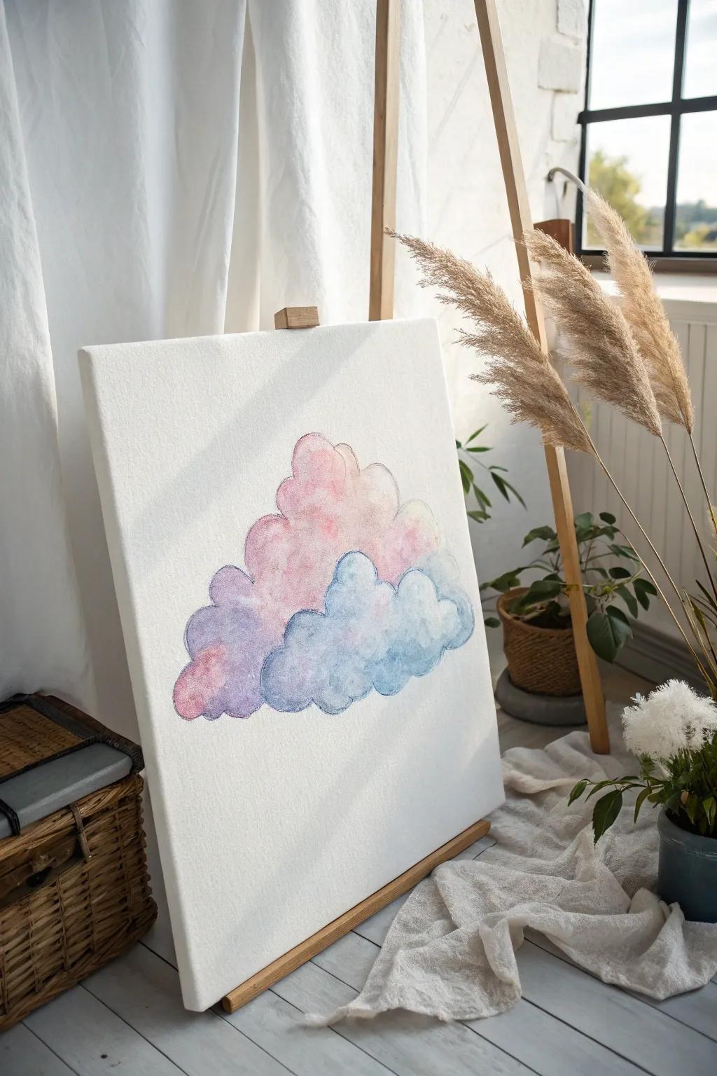 Capture the serene beauty of dreamy cloudscapes with a touch of pastel elegance.