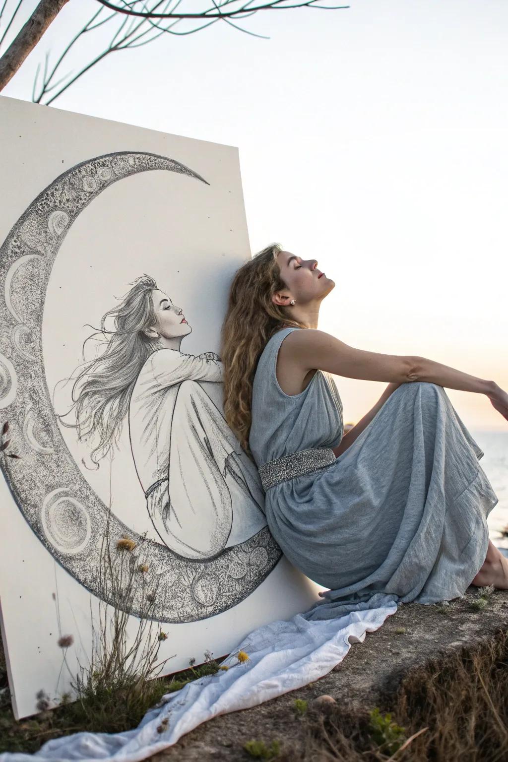 Capture the essence of elegance with this whimsical pencil drawing.