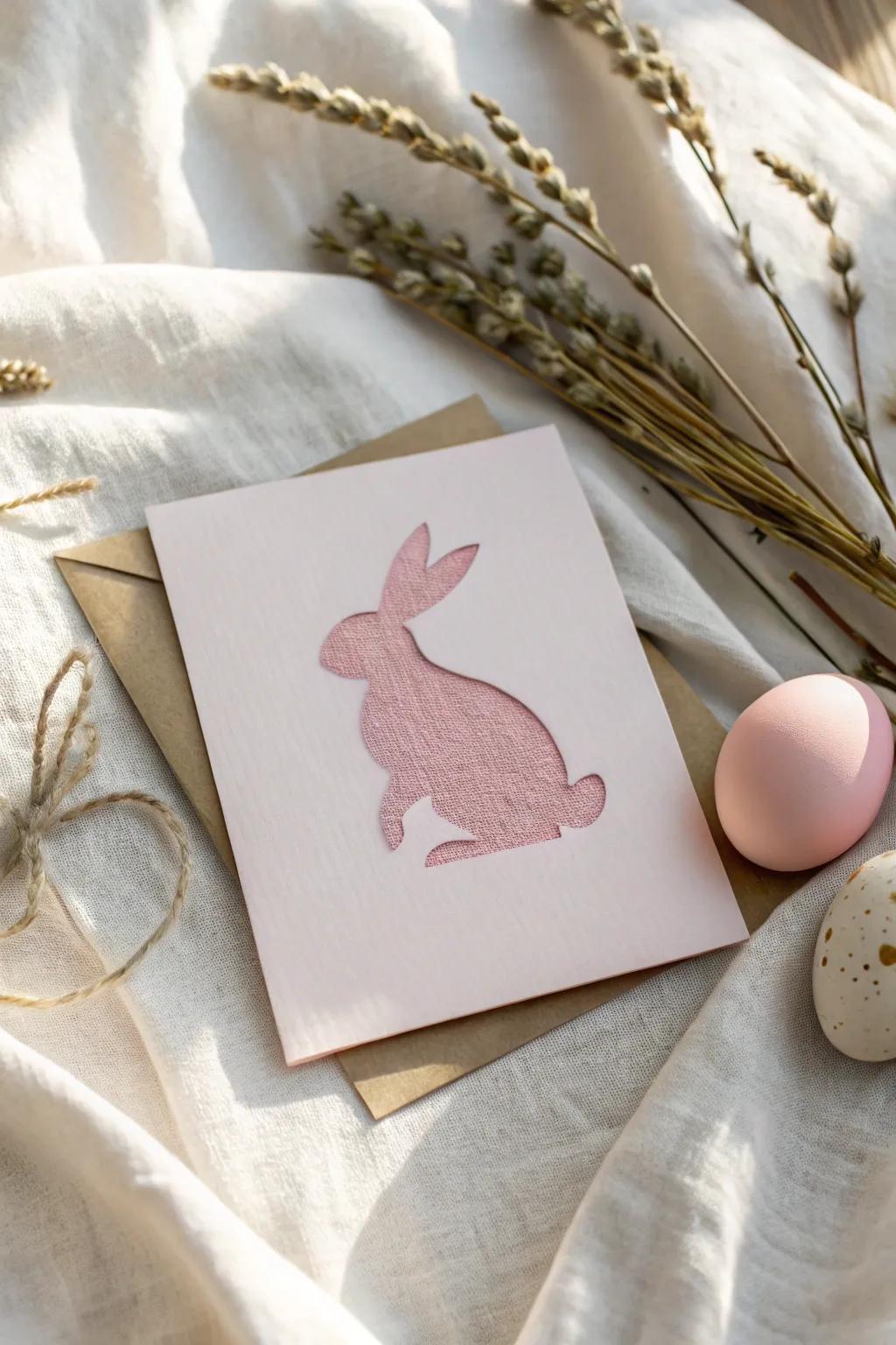 Elegant Bunny Silhouette: A Minimalist Easter Card with a Touch of Boho Charm.
