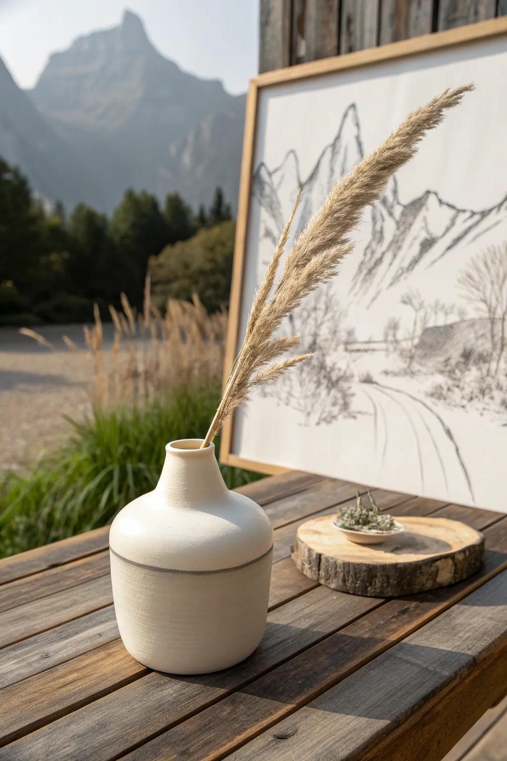 Embrace the tranquility of mountain landscapes with minimalist artistry.