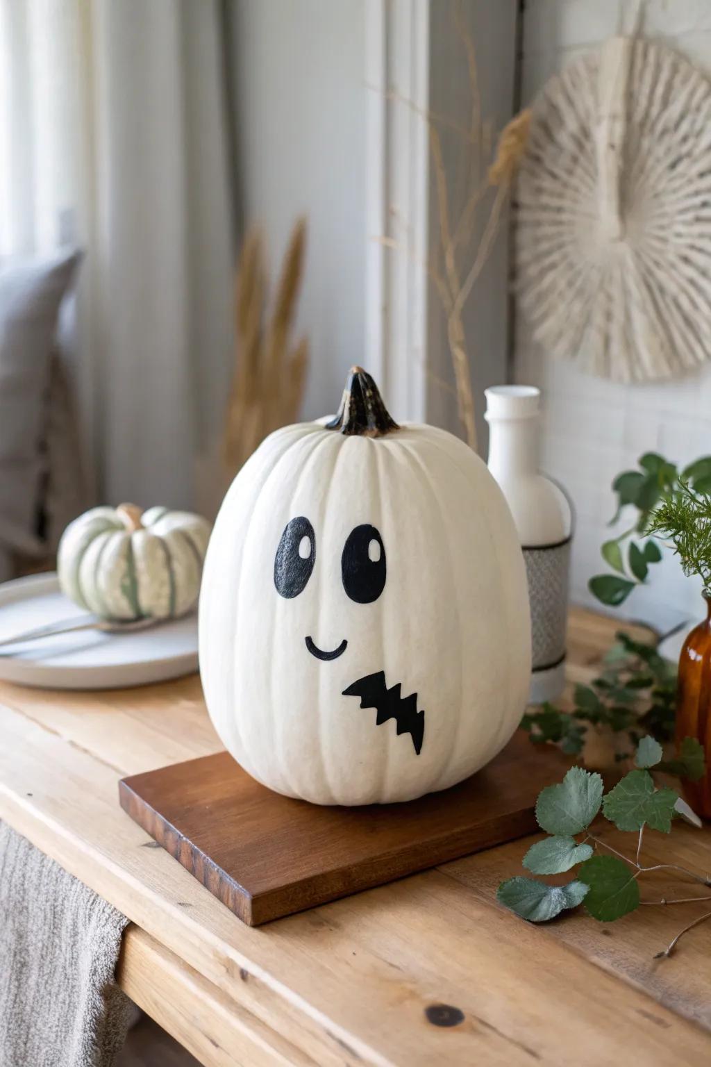 Whimsical ghost pumpkins: the perfect blend of spooky and charming for your porch!