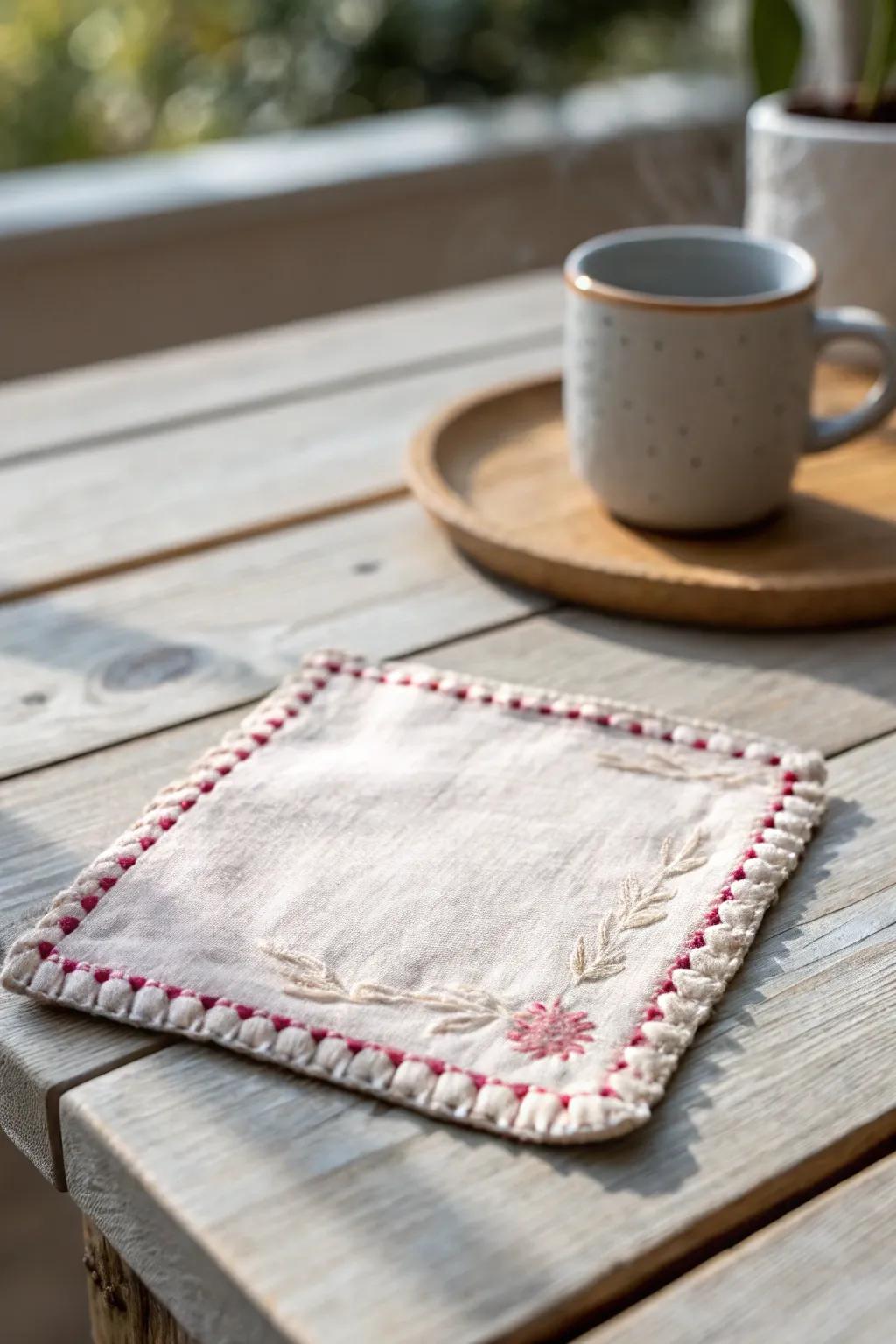 Add a touch of handmade elegance to your table with these simple fabric coasters.