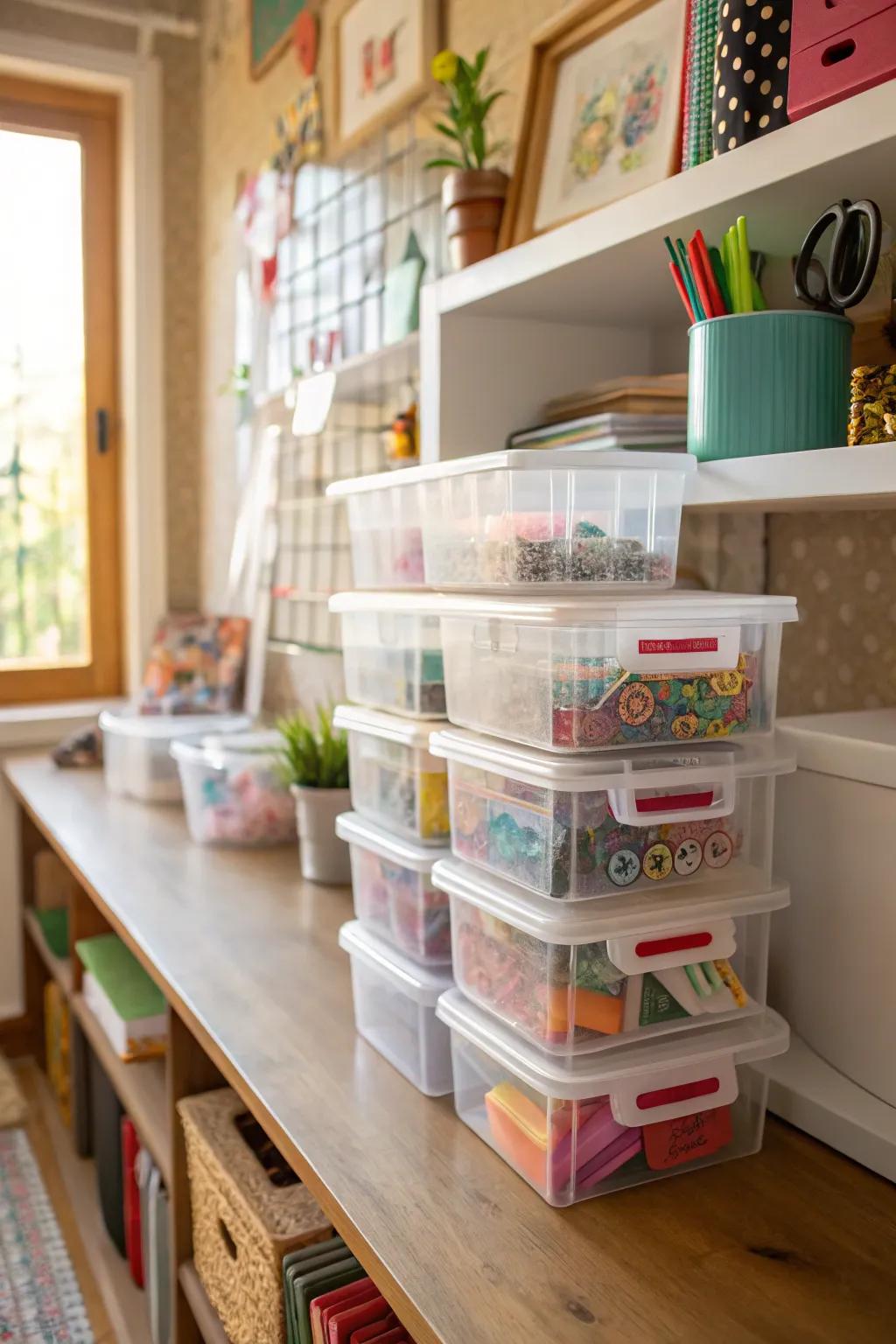 See your collection at a glance with clear plastic containers.