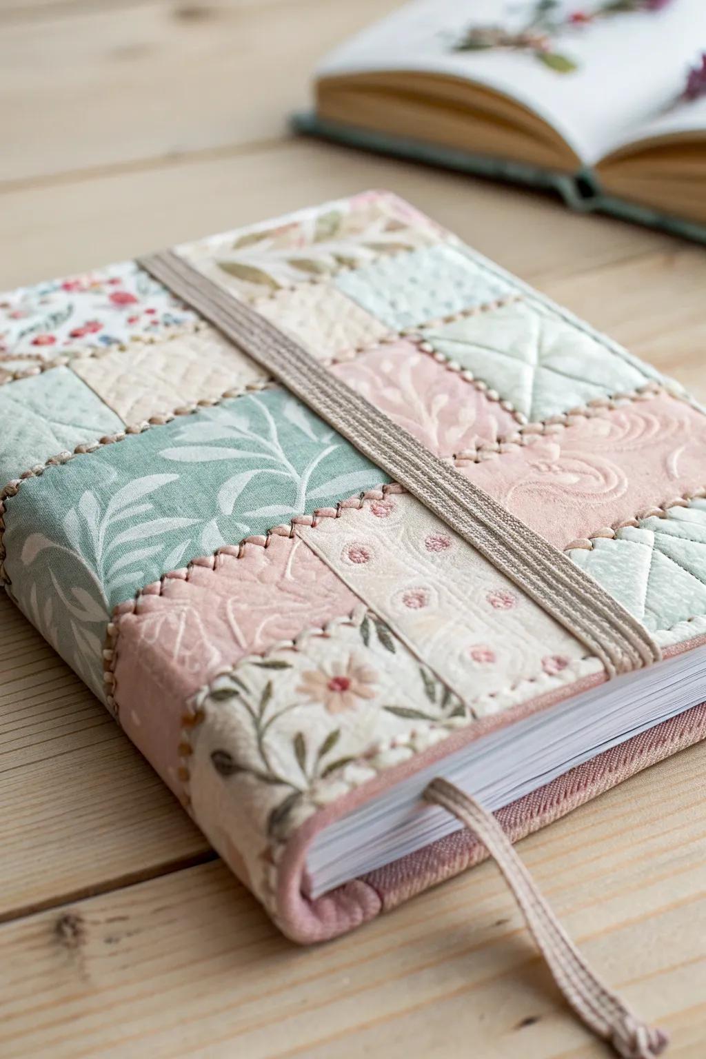 Embrace the charm of patchwork with a one-of-a-kind fabric book cover that tells its own story.