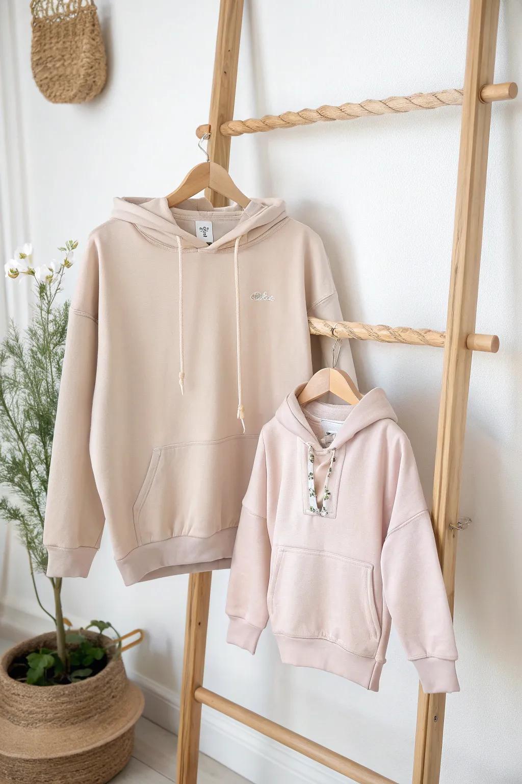Embrace timeless connection with classic matching hoodies that blend simplicity and style.