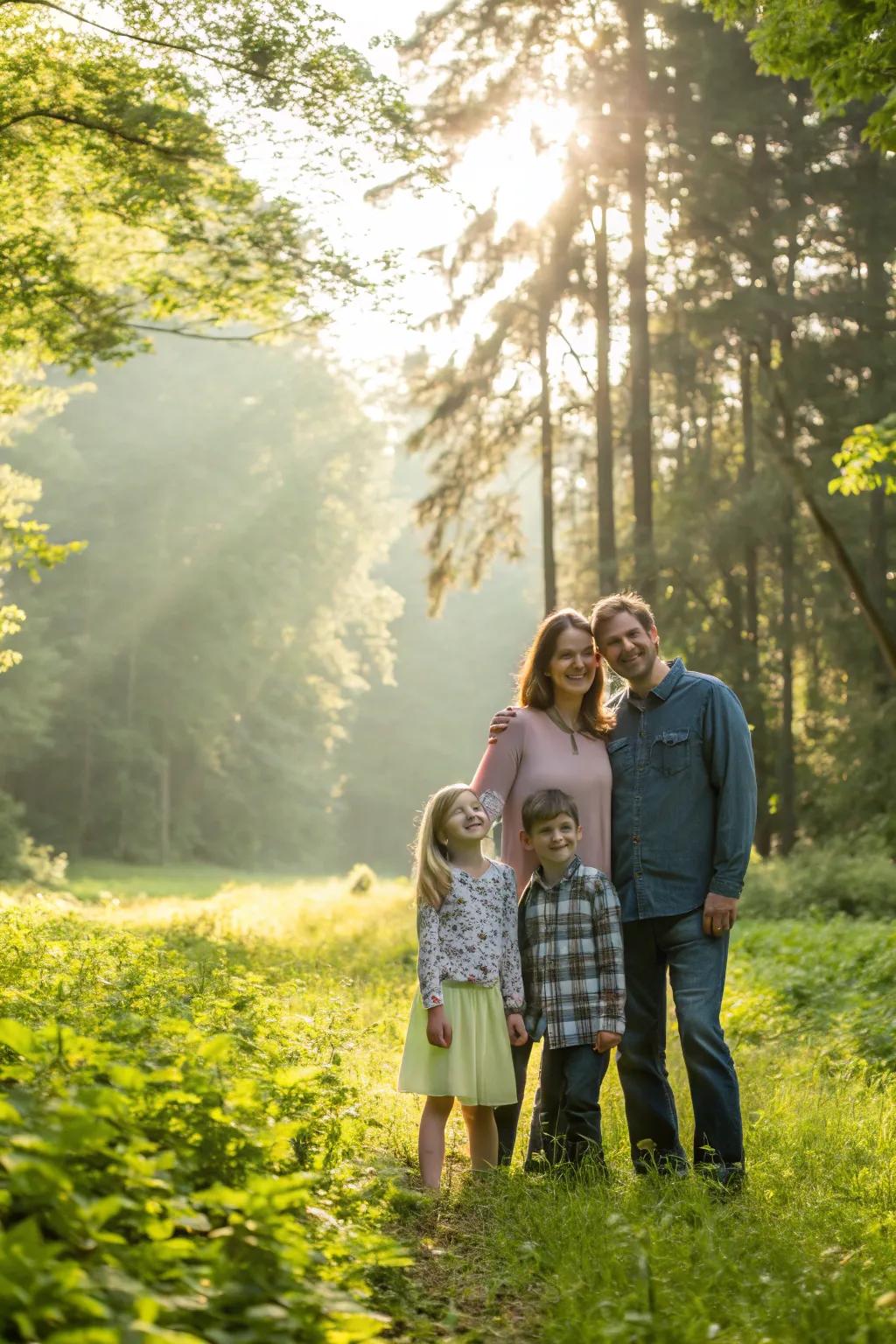 Capture the magic of nature with a forest glade backdrop.