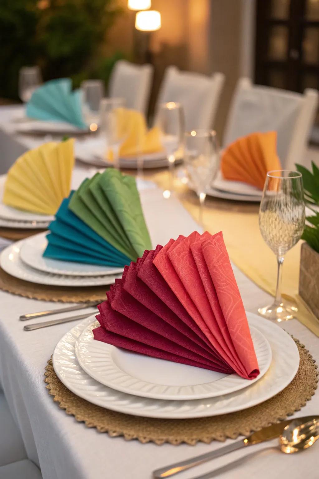The classic fan fold brings elegance to any occasion.