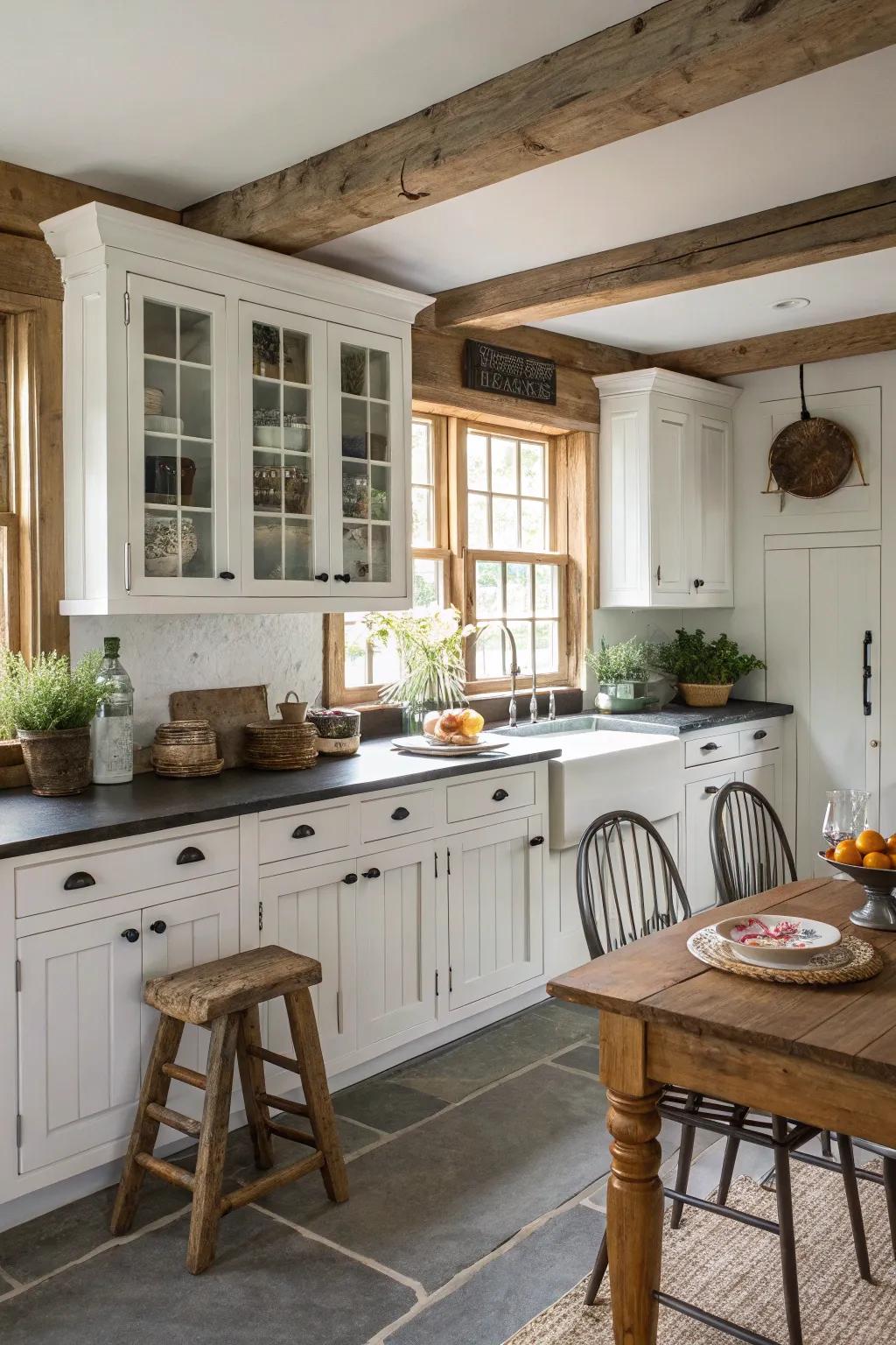 White chalk paint brings a fresh, airy feel to any kitchen space.
