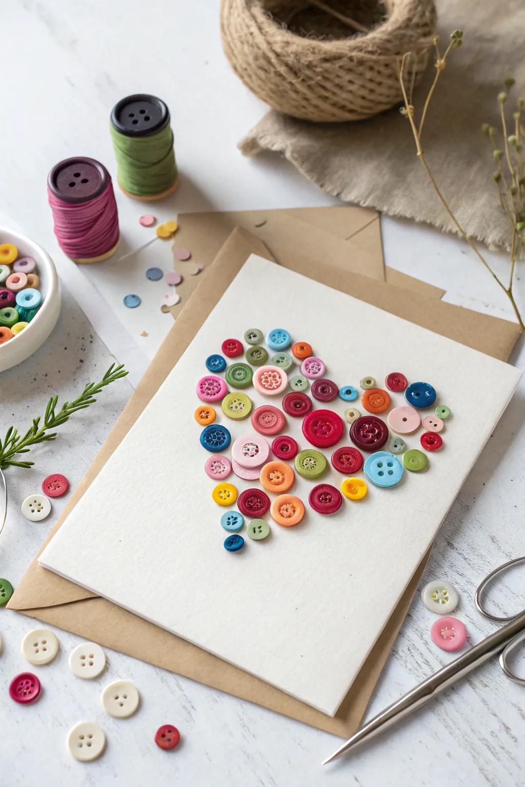 Crafted with Love: A Button Heart Card for Father's Day.