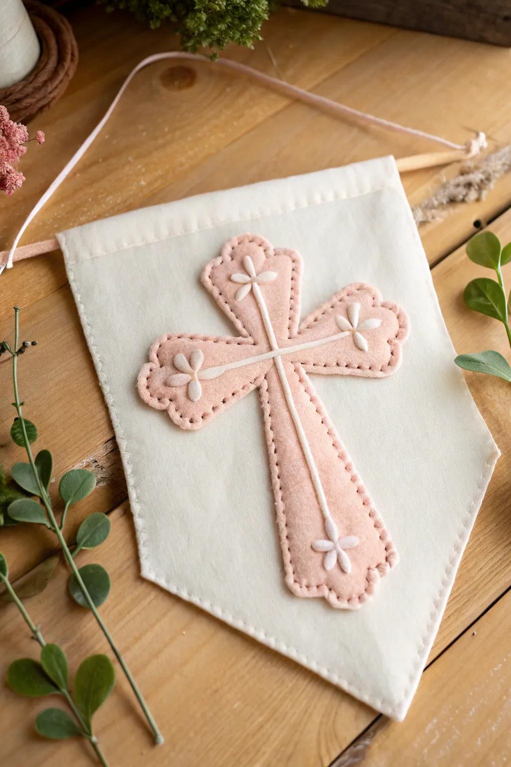 Embrace the elegance of simplicity with this charming handcrafted cross banner.