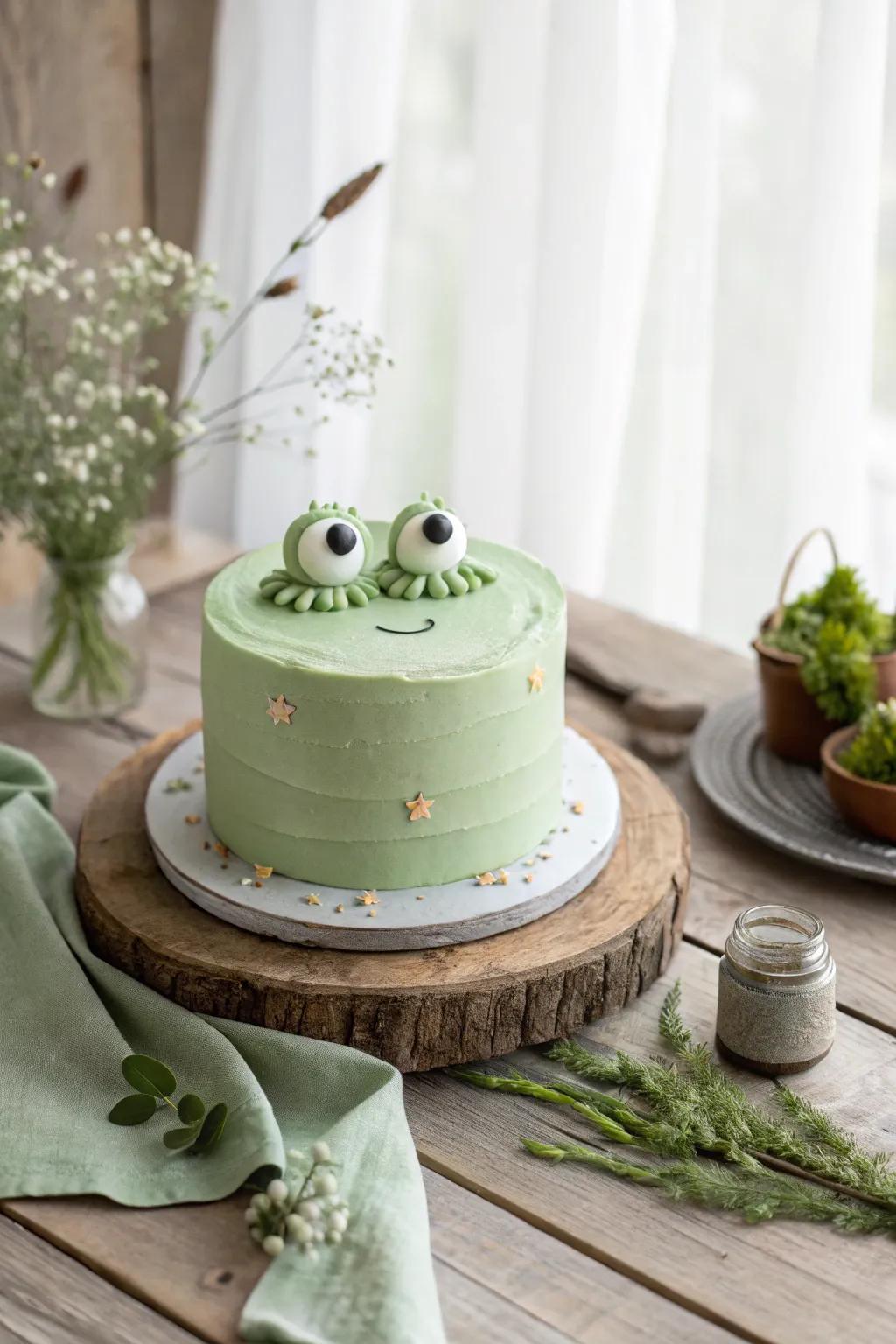 Embrace simplicity and charm with this adorable Scandinavian-inspired frog cake.