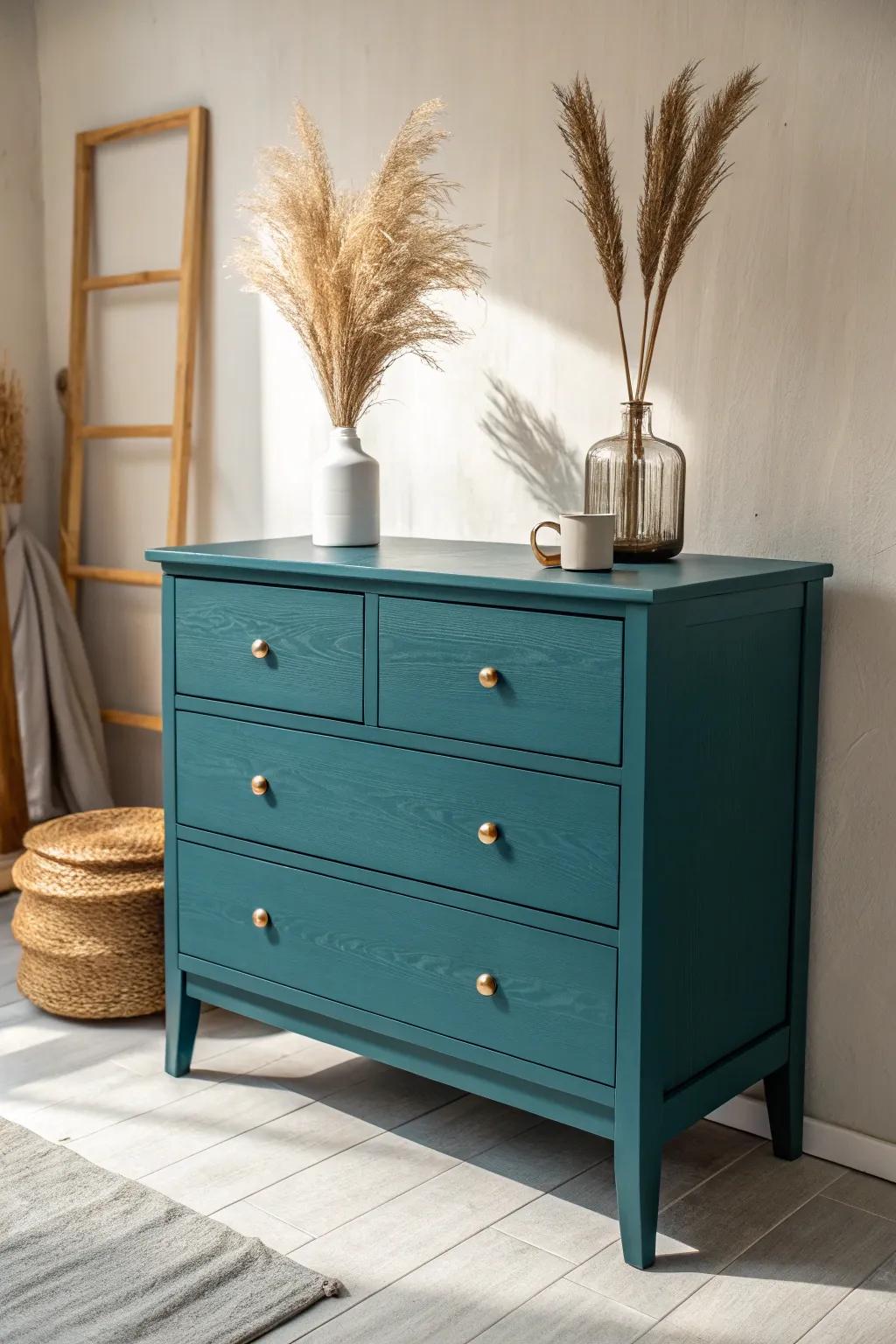 Transform your space with a pop of rich teal—where Scandinavian simplicity meets boho chic!