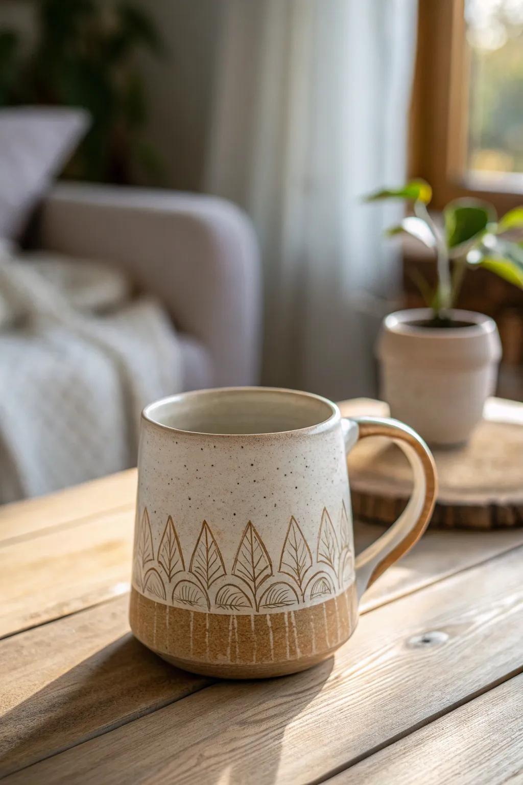 Start your day with elegance and warmth, one sip at a time. ☕️ #HandcraftedMug #ScandiBoho