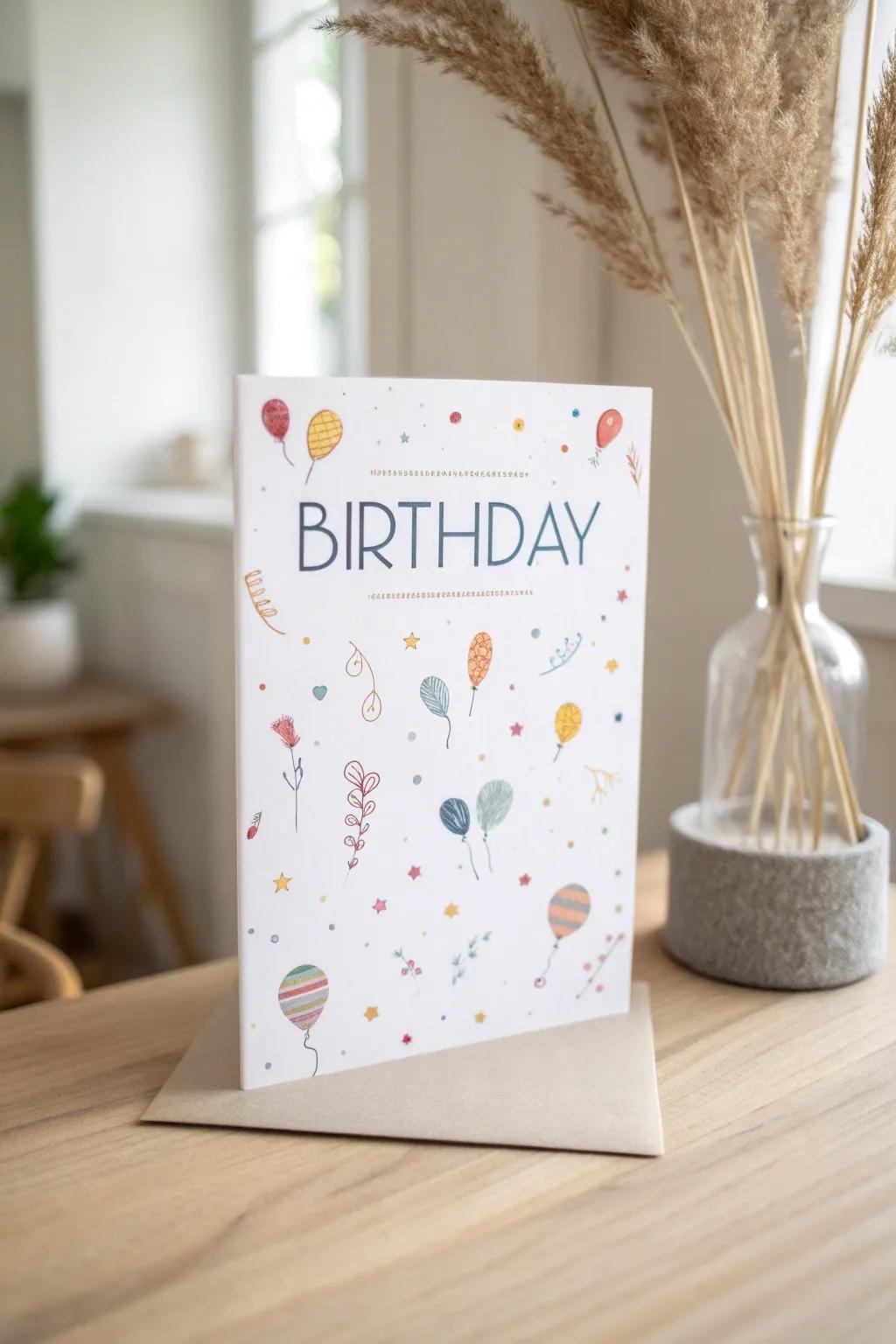 Let emojis bring laughter to the celebration with this charming minimalist birthday card.