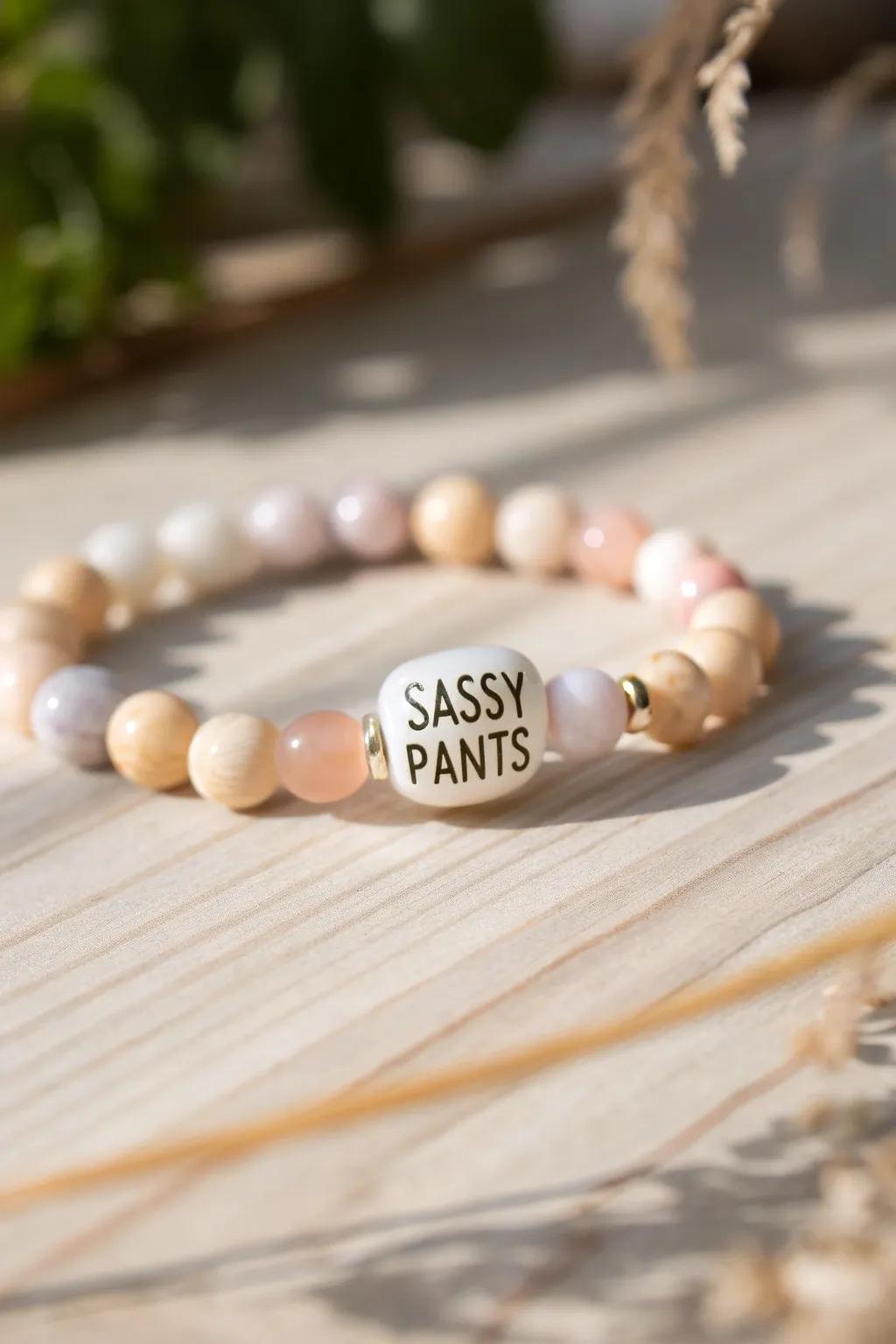 Add a touch of sass with this charming 'Sassy Pants' bead bracelet.