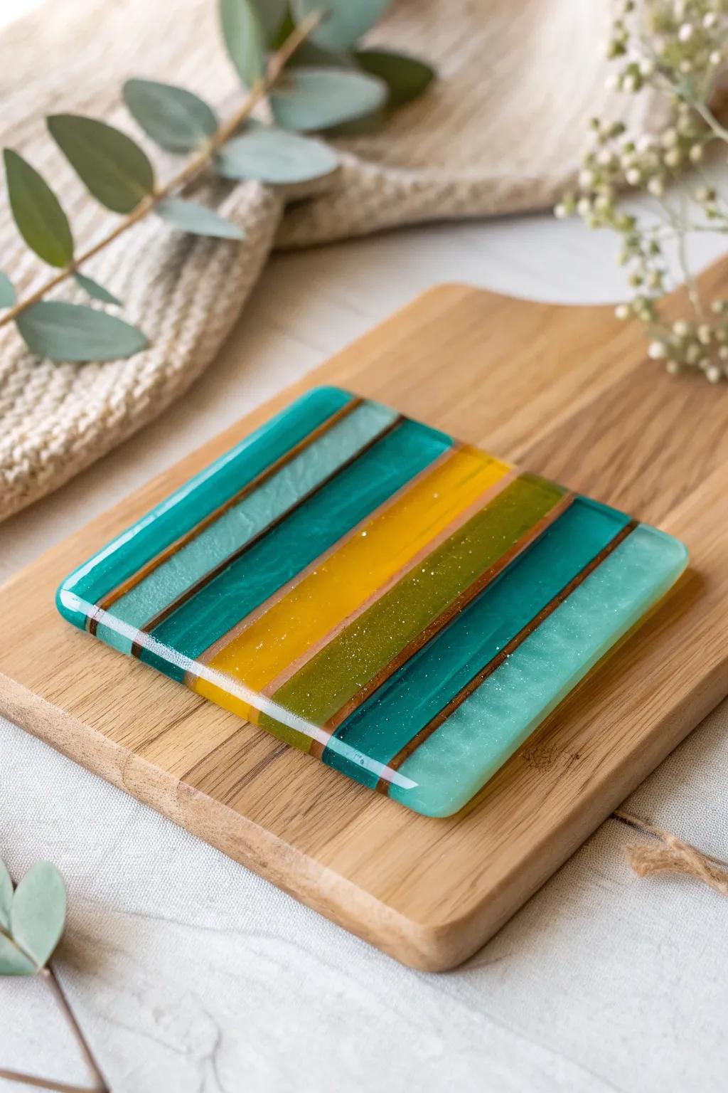 Elevate your coffee table with handcrafted glass coasters that blend artistry with functionality.