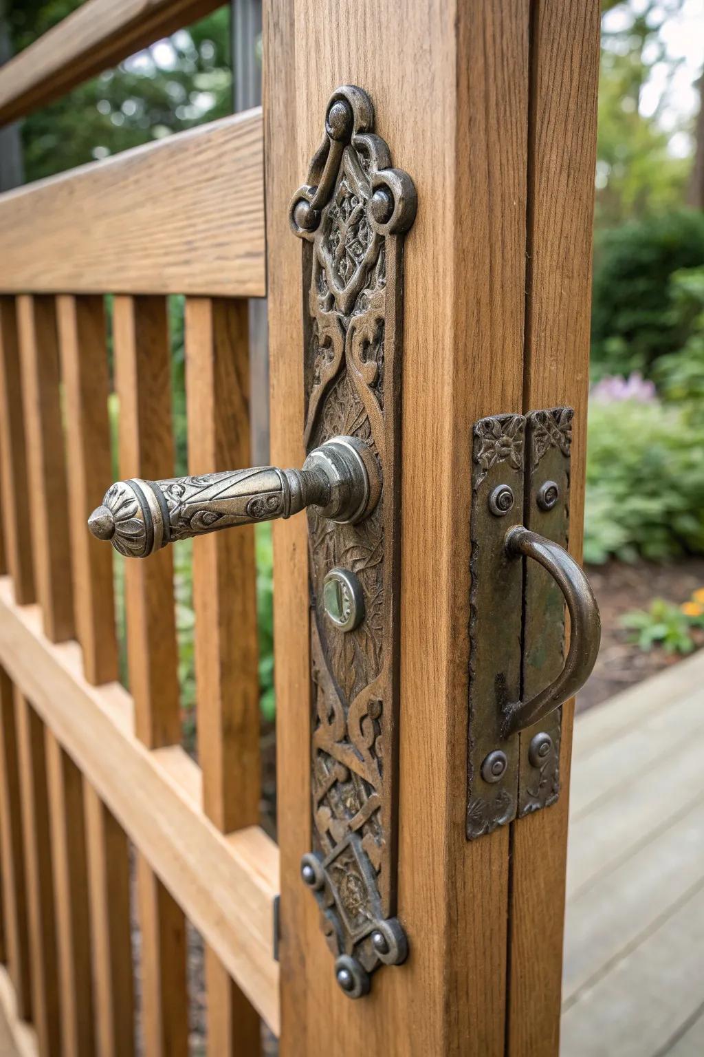 Elevate your gate with a chic lever handle that combines style and functionality.