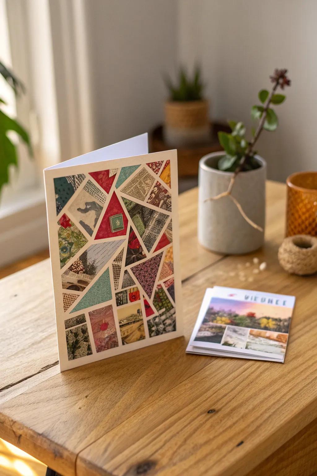 Craft a heartfelt message with a handmade collage card, where creativity meets sustainability.