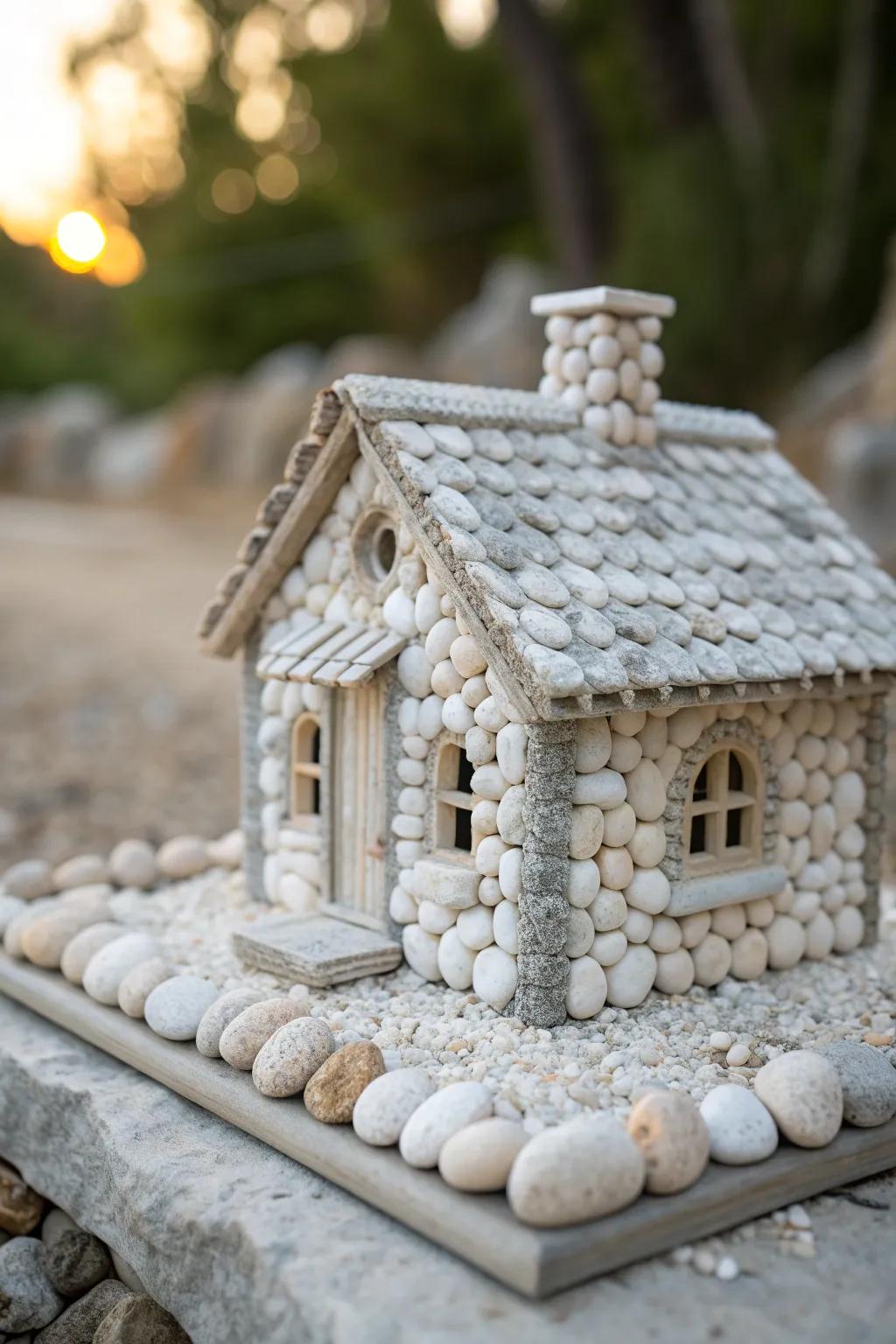 Discover the charm of crafting with nature: Miniature stone cottages for your enchanting gnome village.
