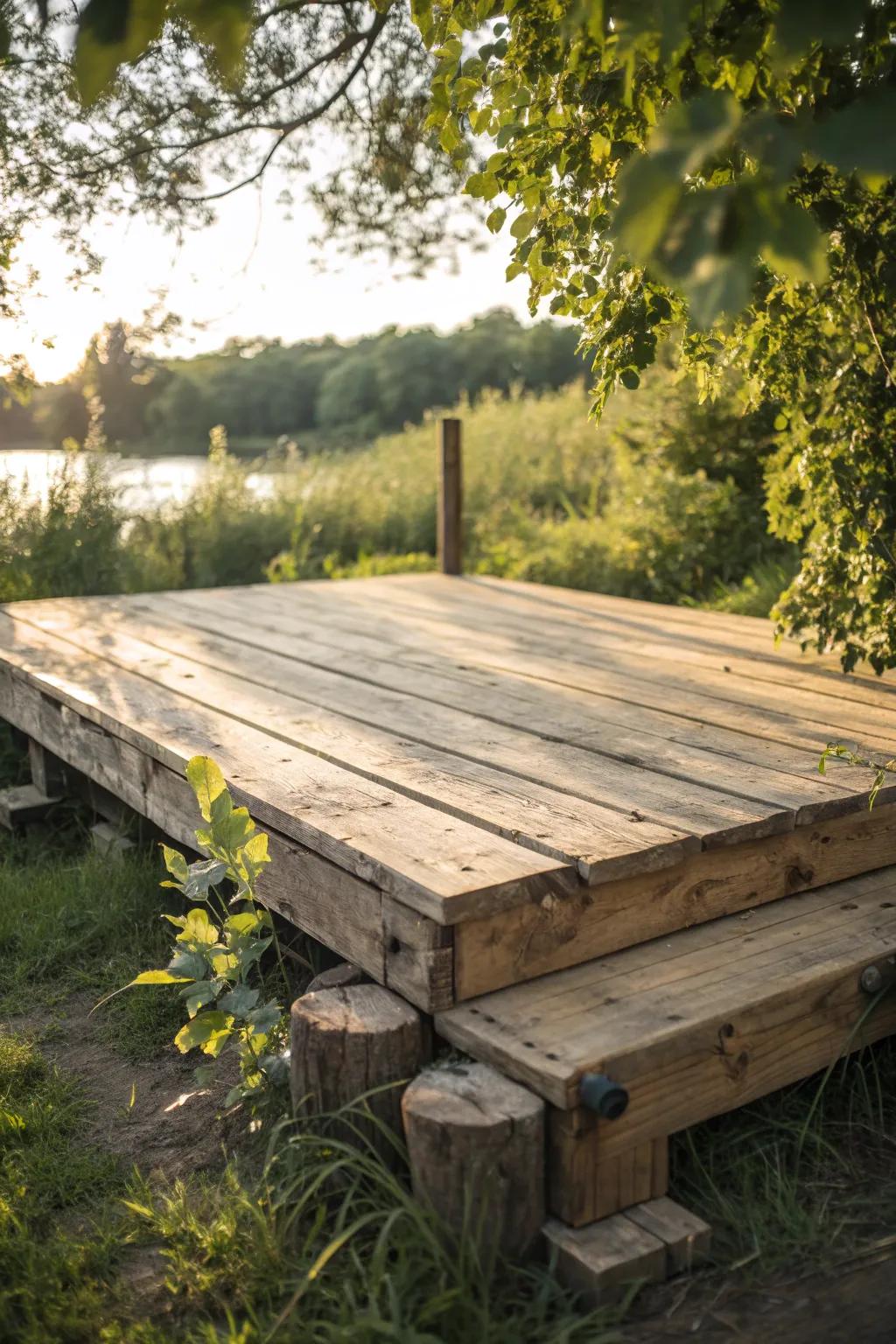 Elevate your goats' playtime with this charming rustic wooden platform, blending craftsmanship and natural beauty.