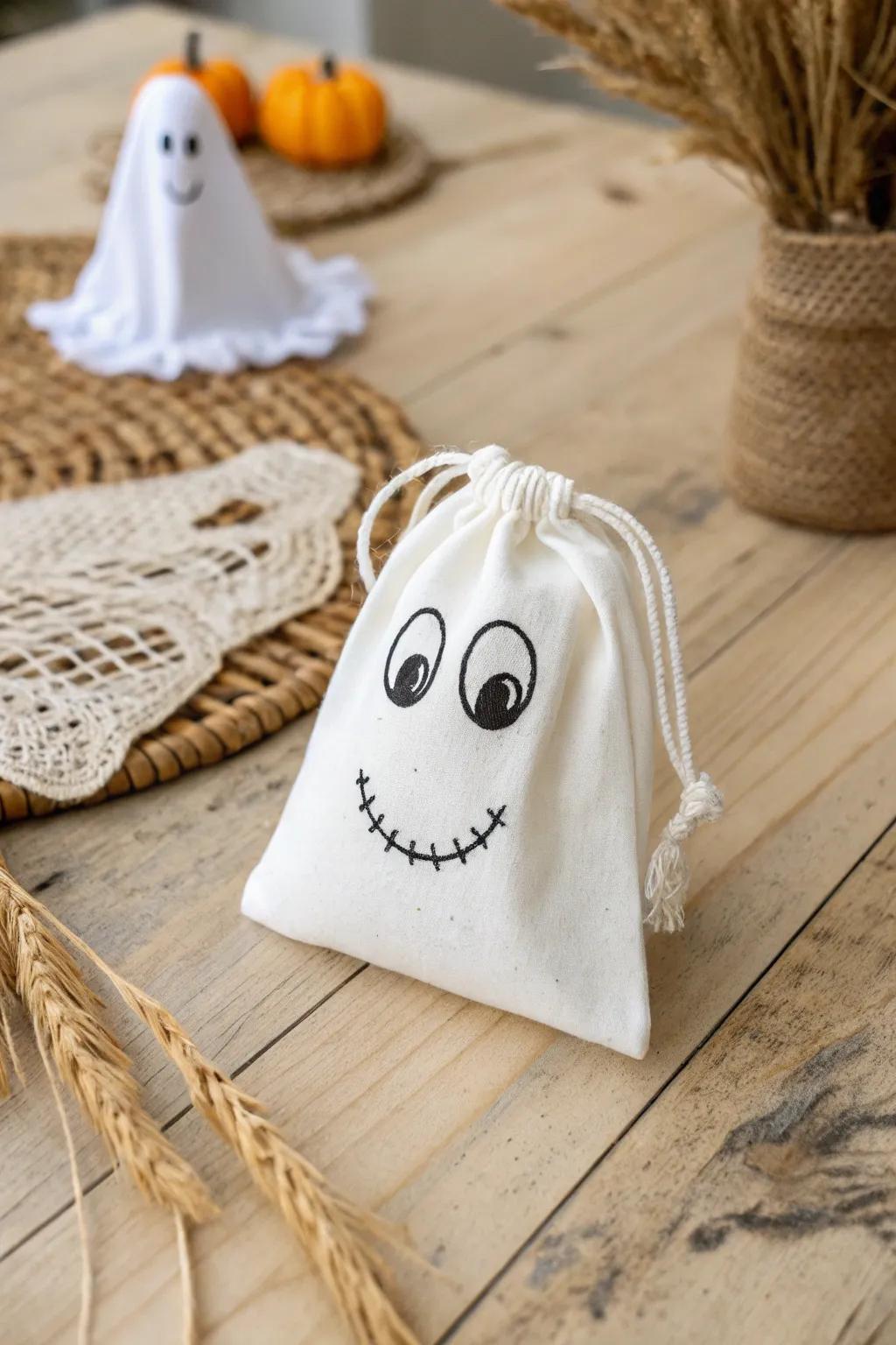 Chic and Playful: Create your own ghostly treat bags with a minimalist charm this Halloween. 🎃👻