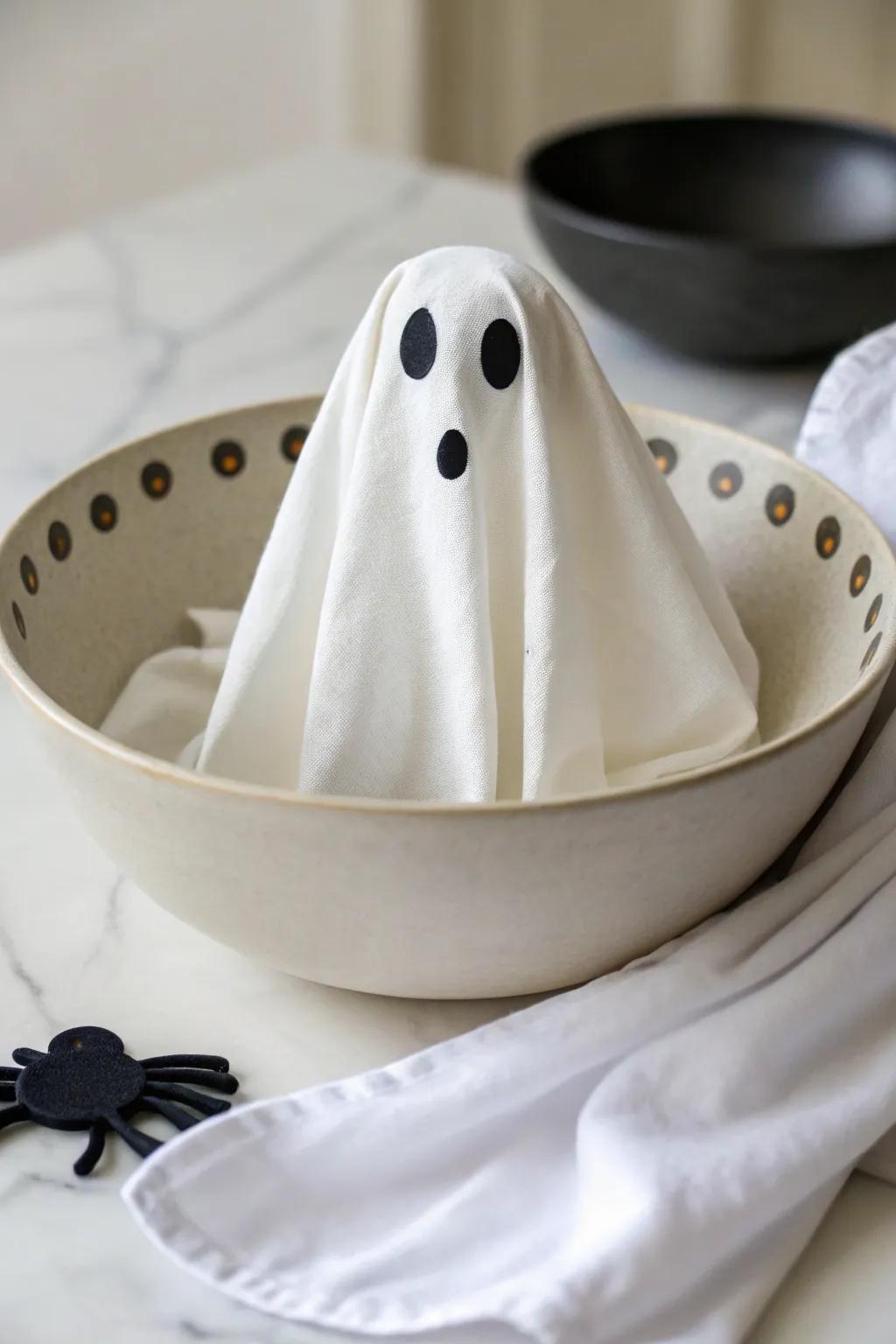Elevate your Halloween decor with this charming Ghostly Candy Bowl, a blend of minimalist elegance and playful spirit!