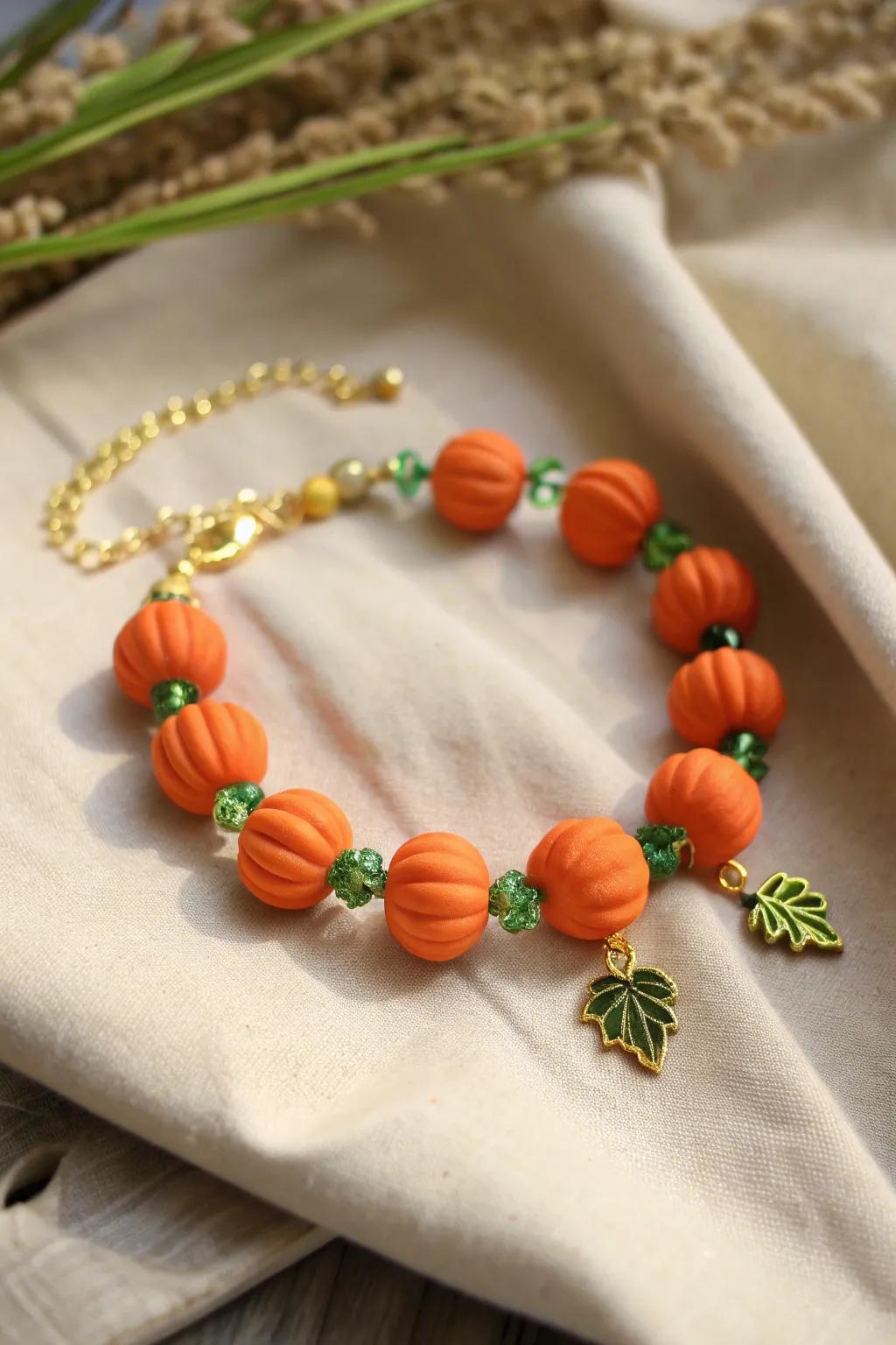 Embrace the fall spirit with this charming pumpkin patch bracelet, where simplicity meets elegance.