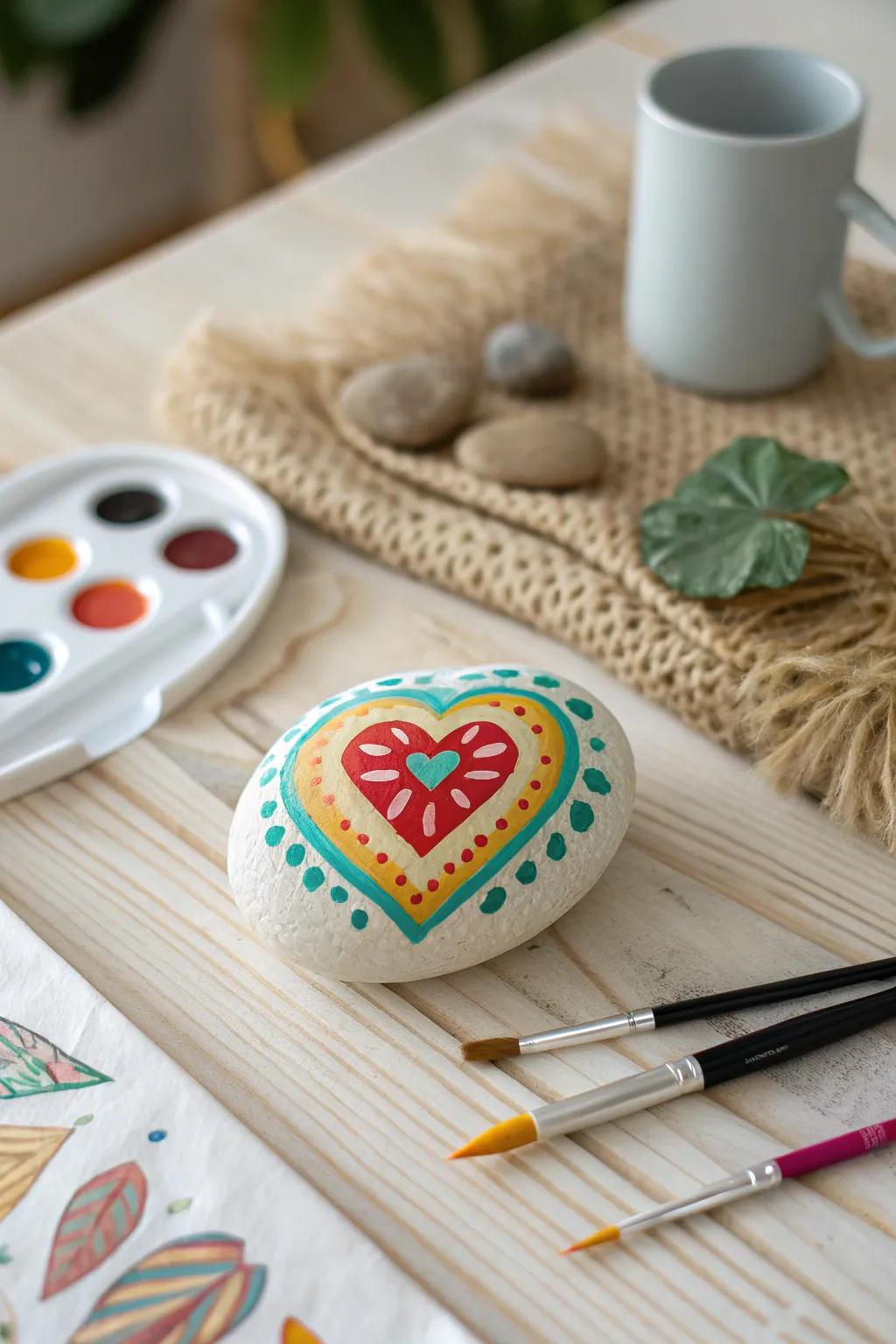 Unleash your creativity with vibrant heart colors on nature's canvas. #HeartRockArt