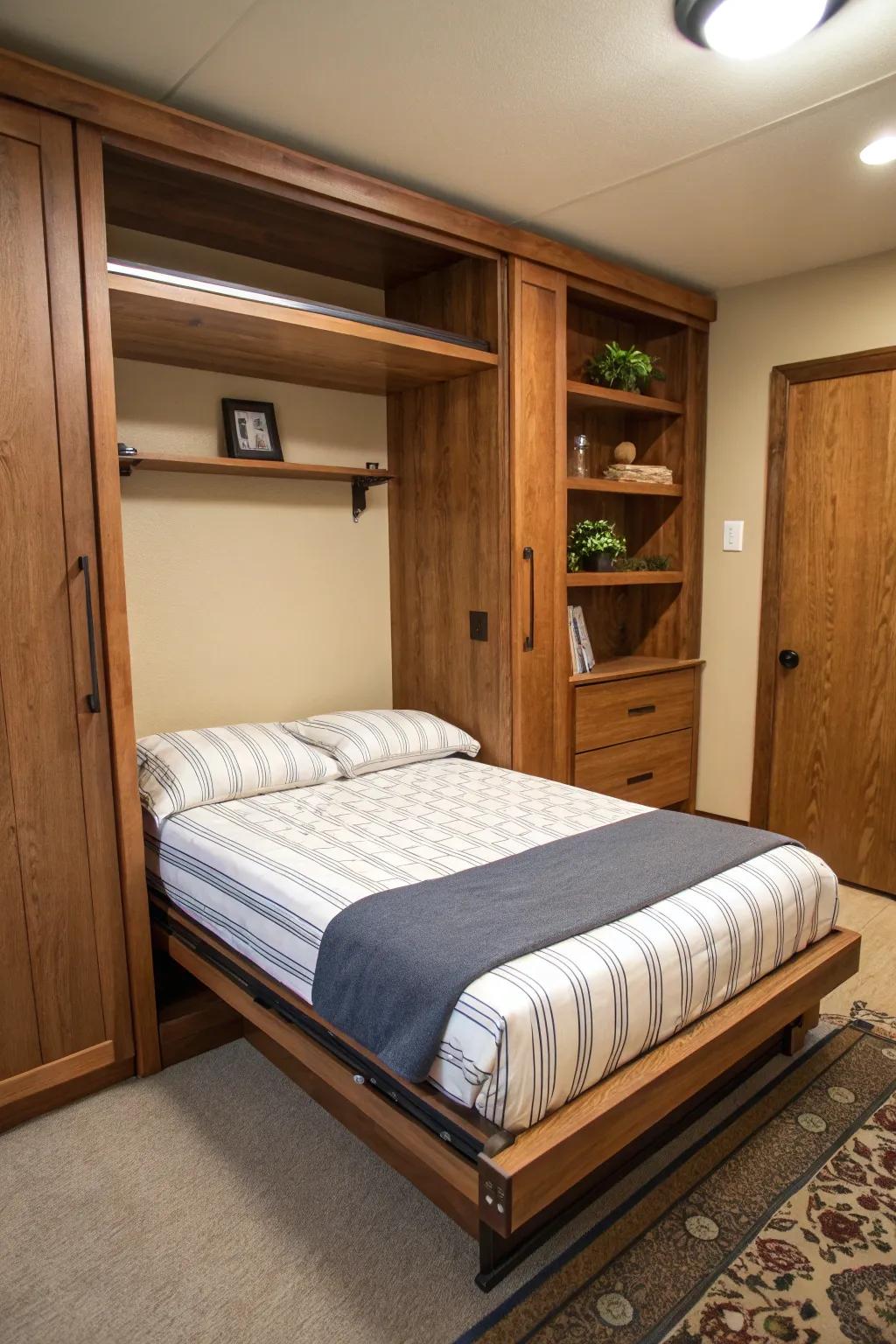 Classic Murphy bed folded into a sleek wall unit