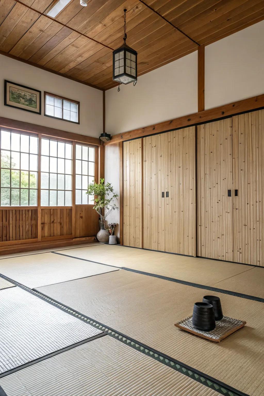 A minimalist design invites focus and clarity to your home dojo.