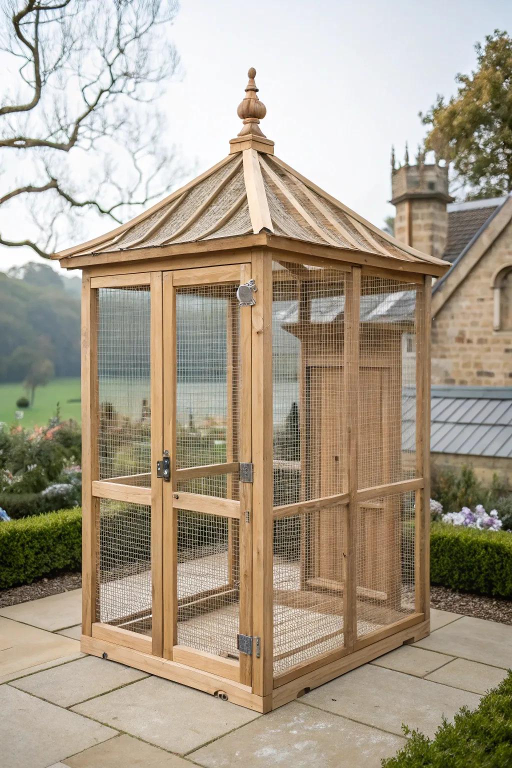 Embrace rustic elegance with this handcrafted wooden bird aviary, a perfect blend of Scandinavian minimalism and Boho charm.