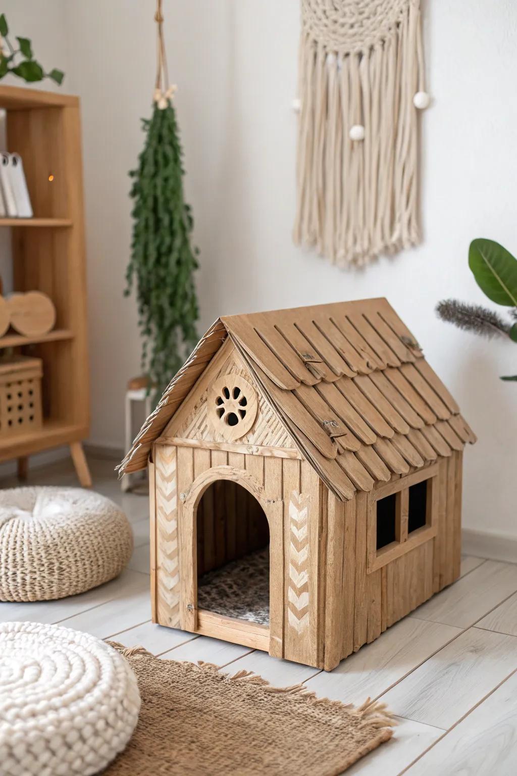 Transform your living room into a cozy retreat with this charming rustic cabin cat house, perfect for your feline adventurer!
