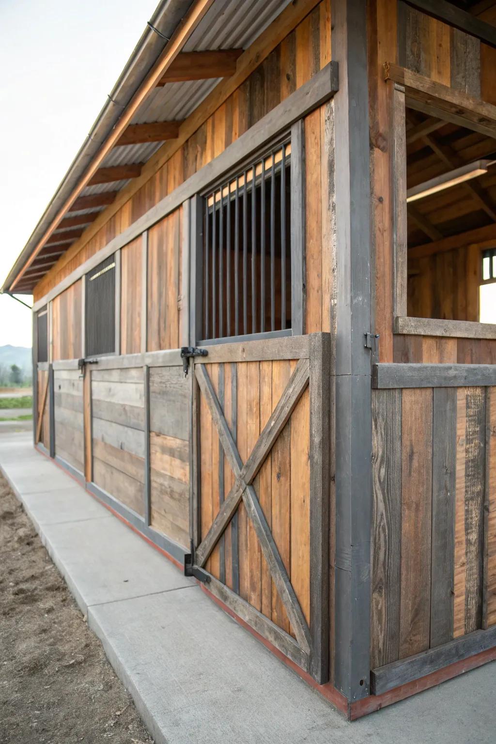 Transform your stable with the timeless charm of repurposed barn wood, where rustic elegance meets modern minimalism.