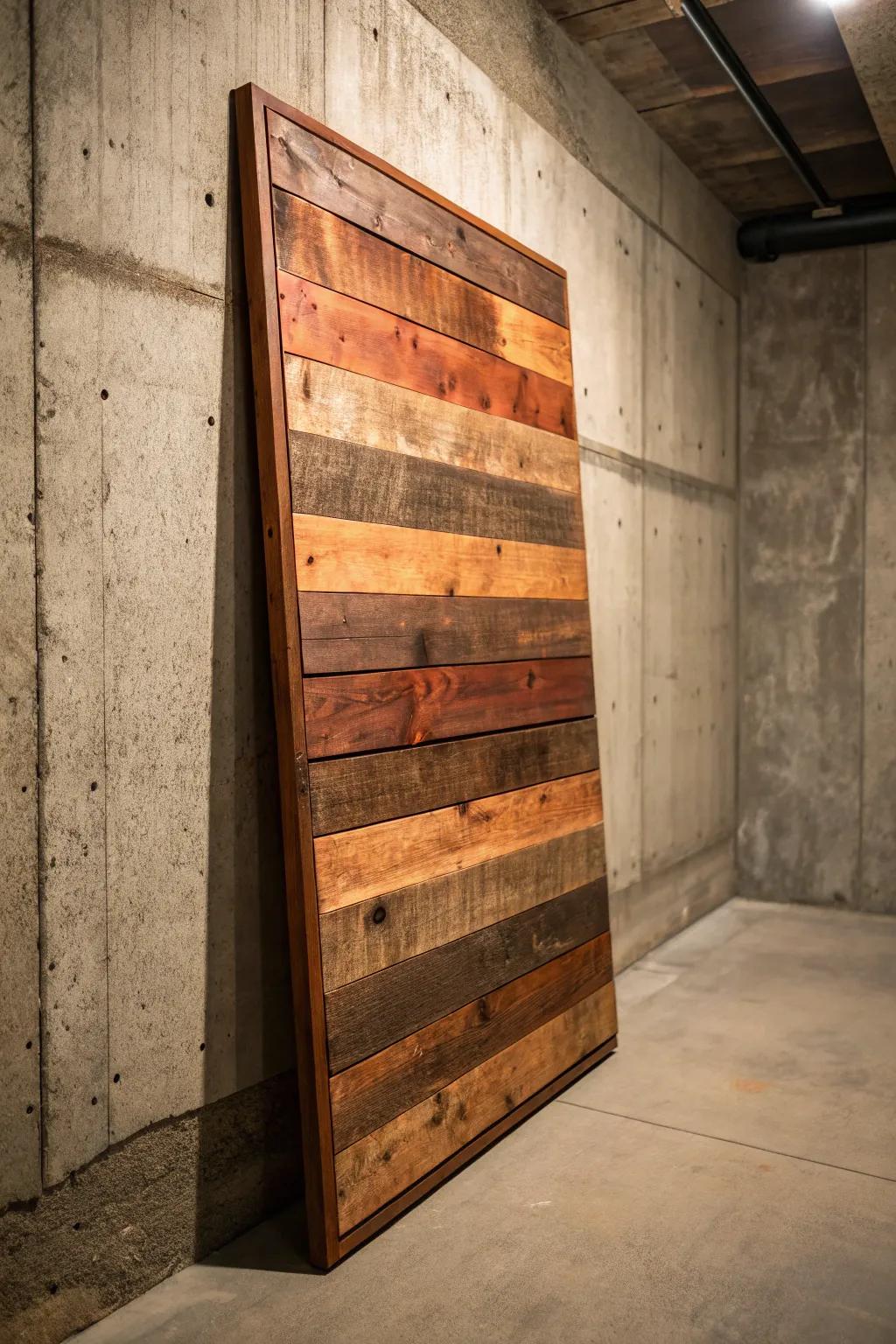 Transform your basement with the rustic charm of reclaimed wood paneling.