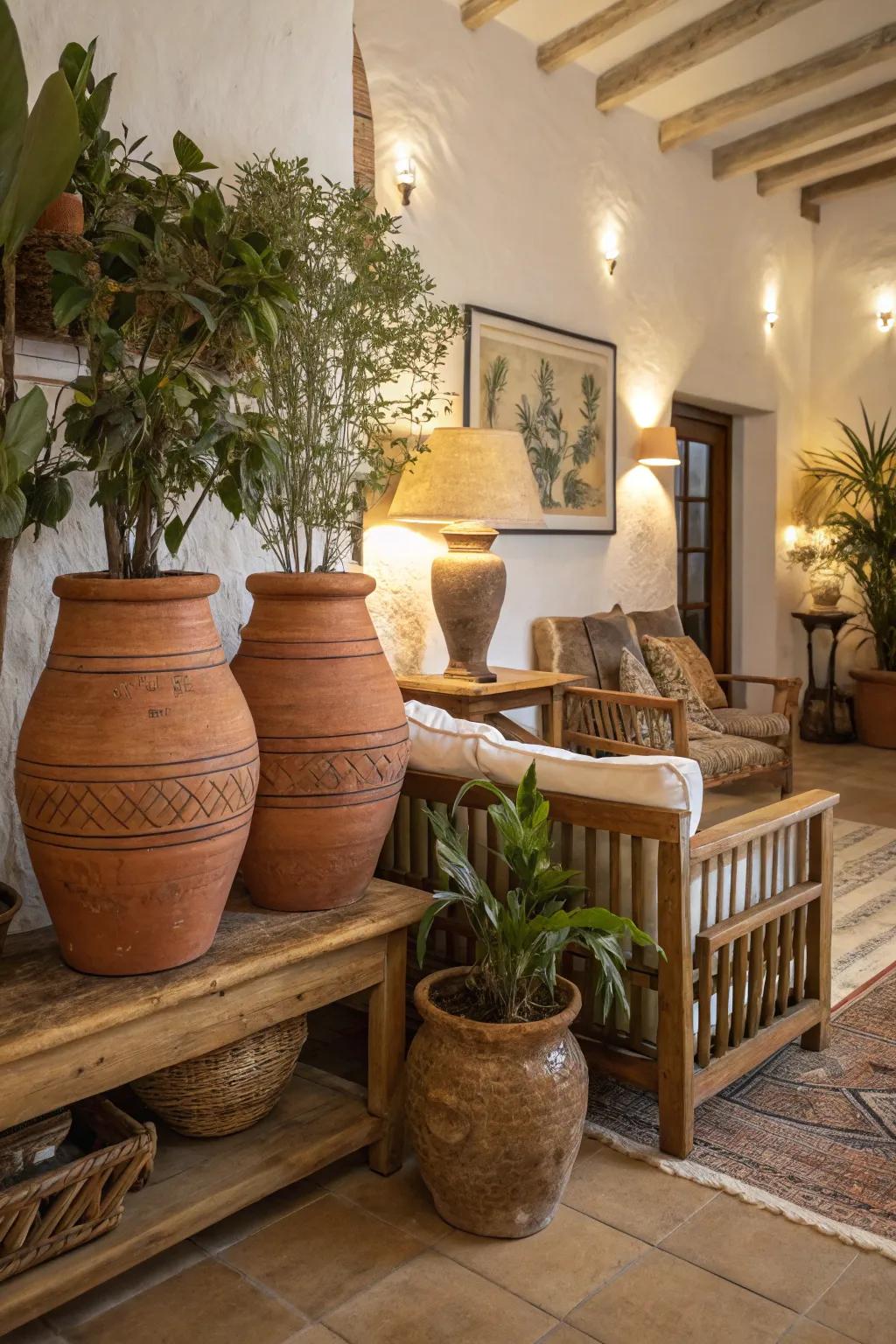 Terracotta tones add warmth and a rustic feel to your living space.