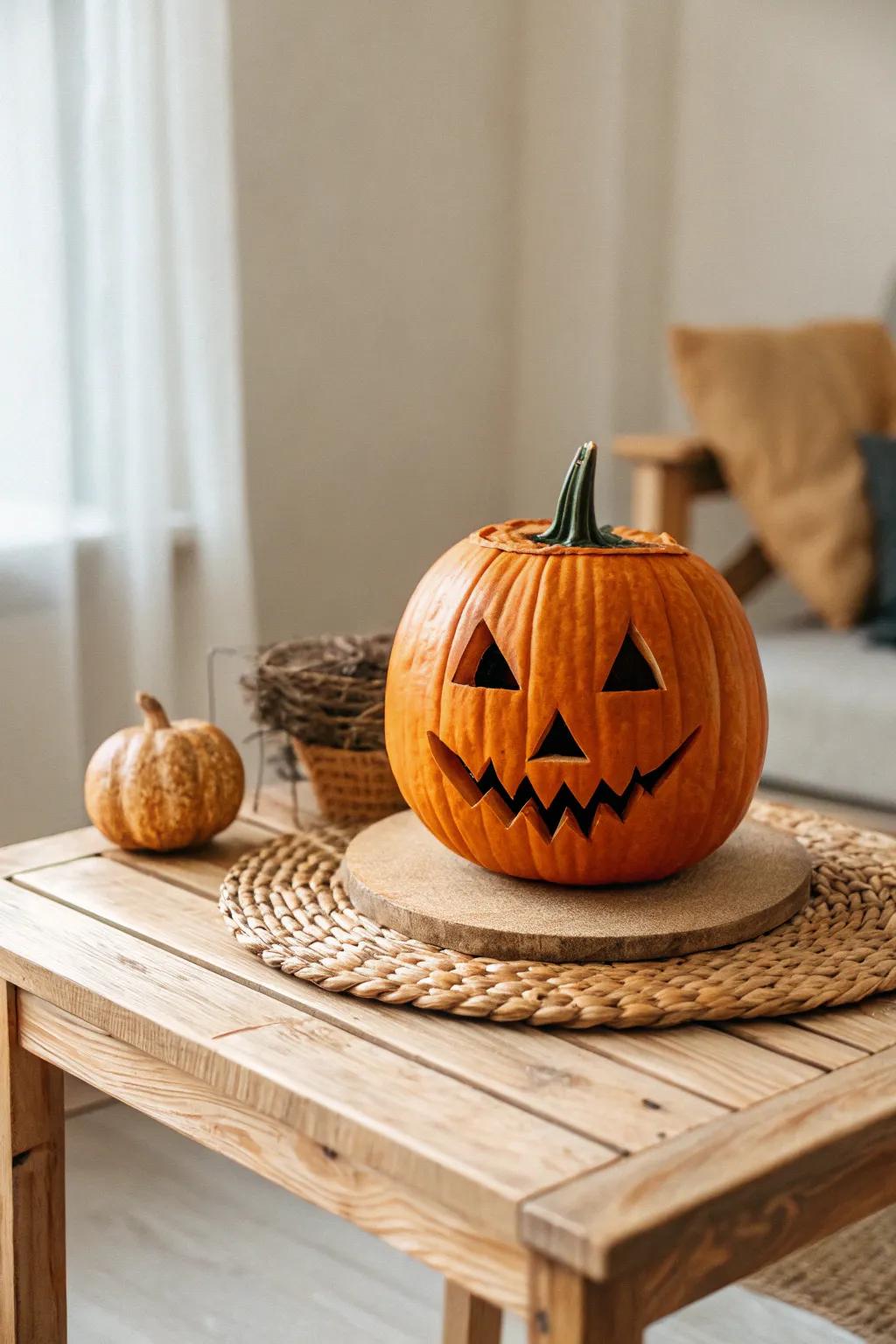 Embrace timeless charm with this classic triangle-eyed jack-o'-lantern, a perfect blend of tradition and minimalist elegance.