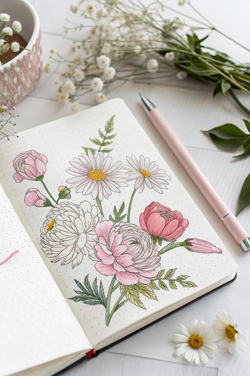 Embrace the essence of summer with a blooming floral fantasy on your June journal cover.