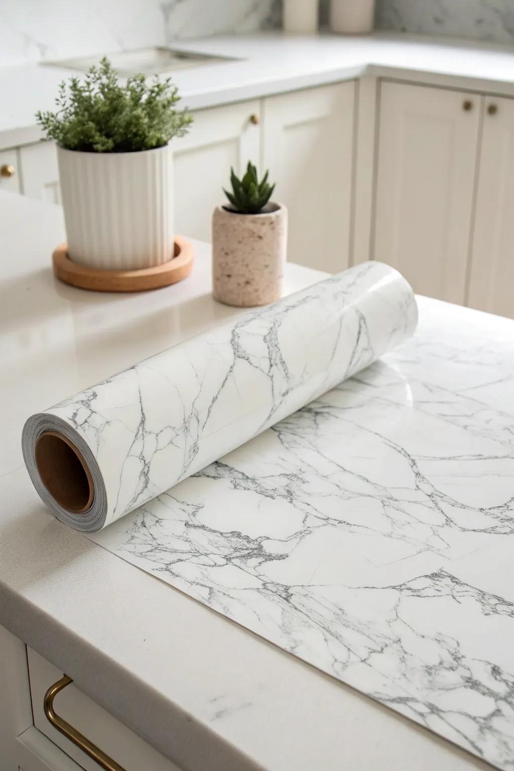 Elevate your kitchen with chic contact paper: Effortless elegance for your countertops.