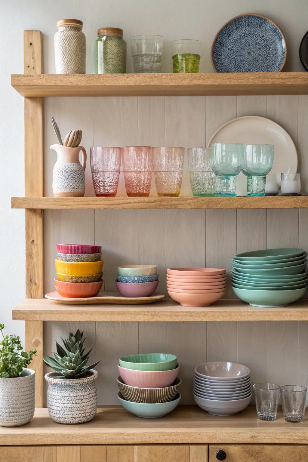 Transform your kitchen with open shelving—a perfect blend of simplicity and style!