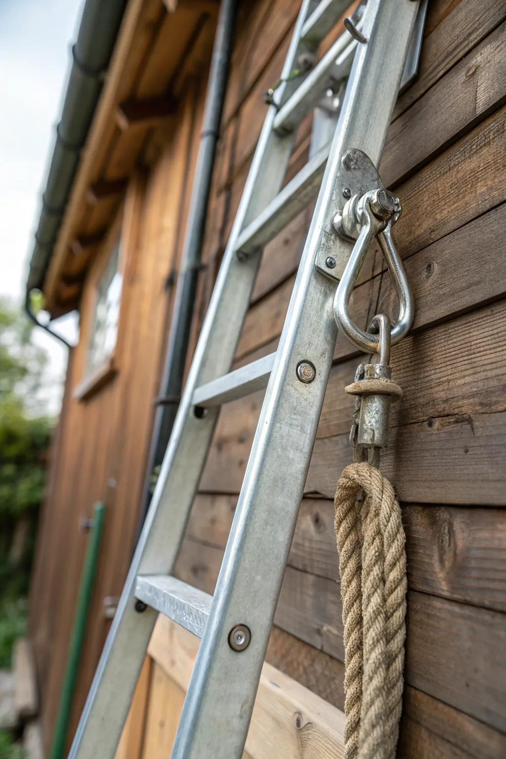 Elevate your storage game with handcrafted wall-mounted hooks for ladders.