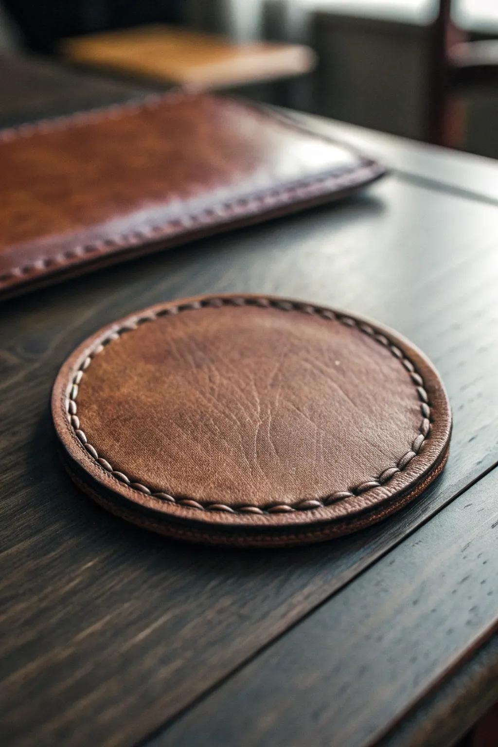 Elevate your coffee table with handcrafted elegance. #LeatherCraftsmanship