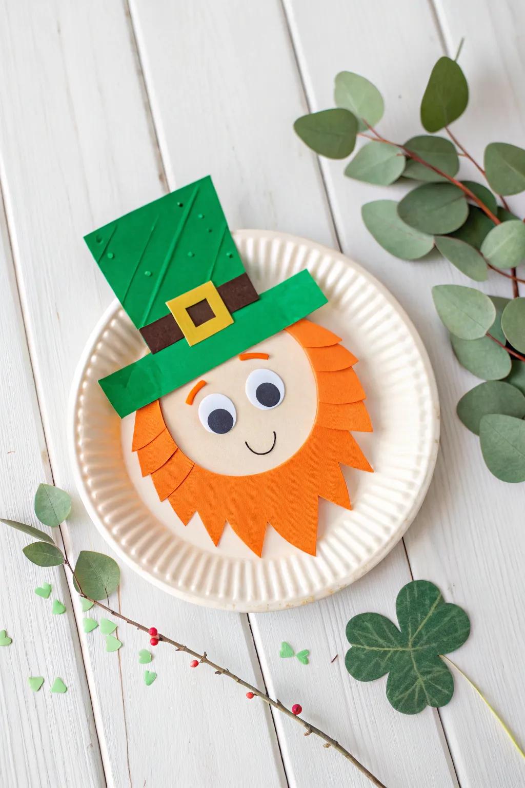 Crafting charm: Create your own unique paper plate leprechaun with a touch of whimsy and simplicity.