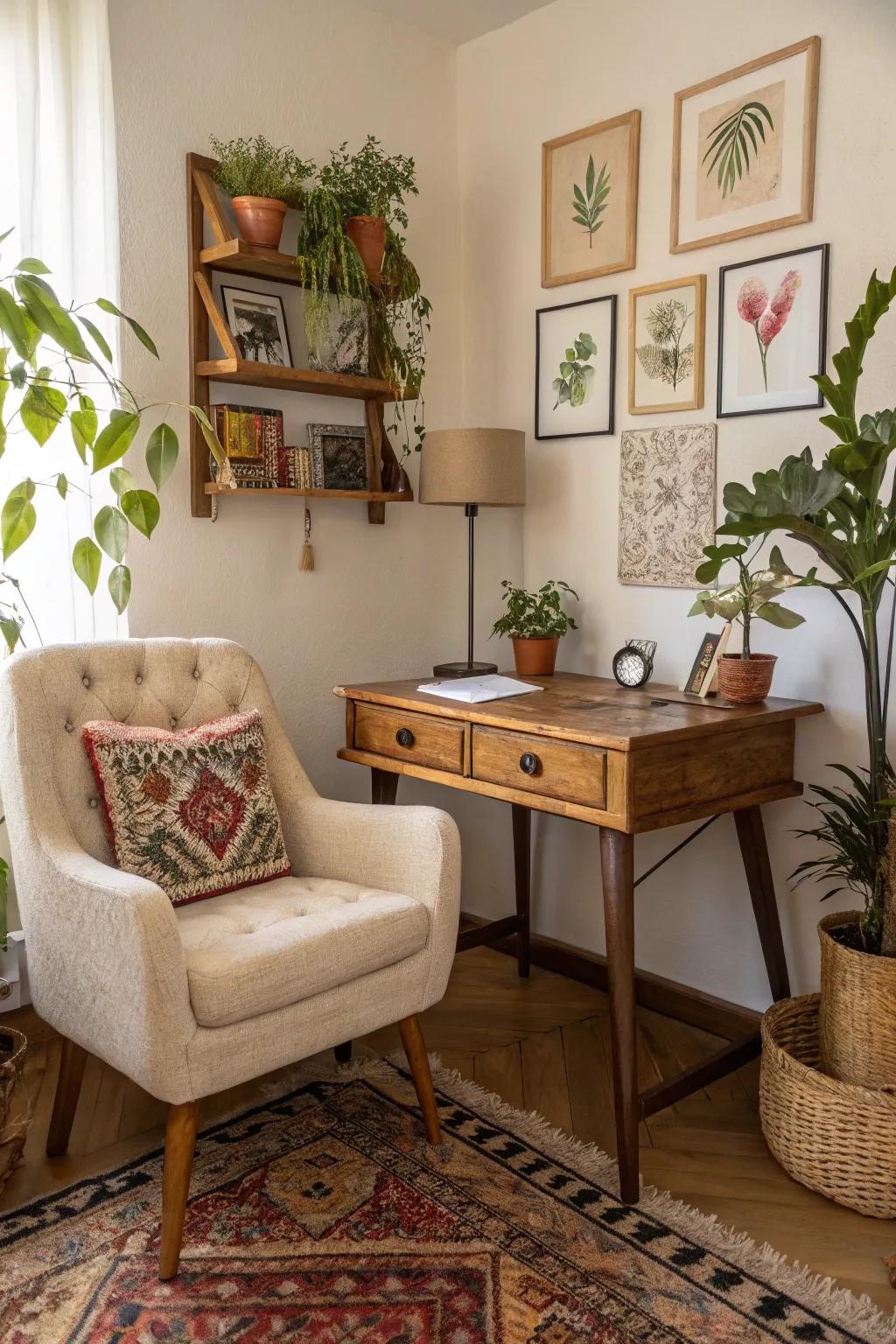 A cozy corner transformed into a productive workspace.