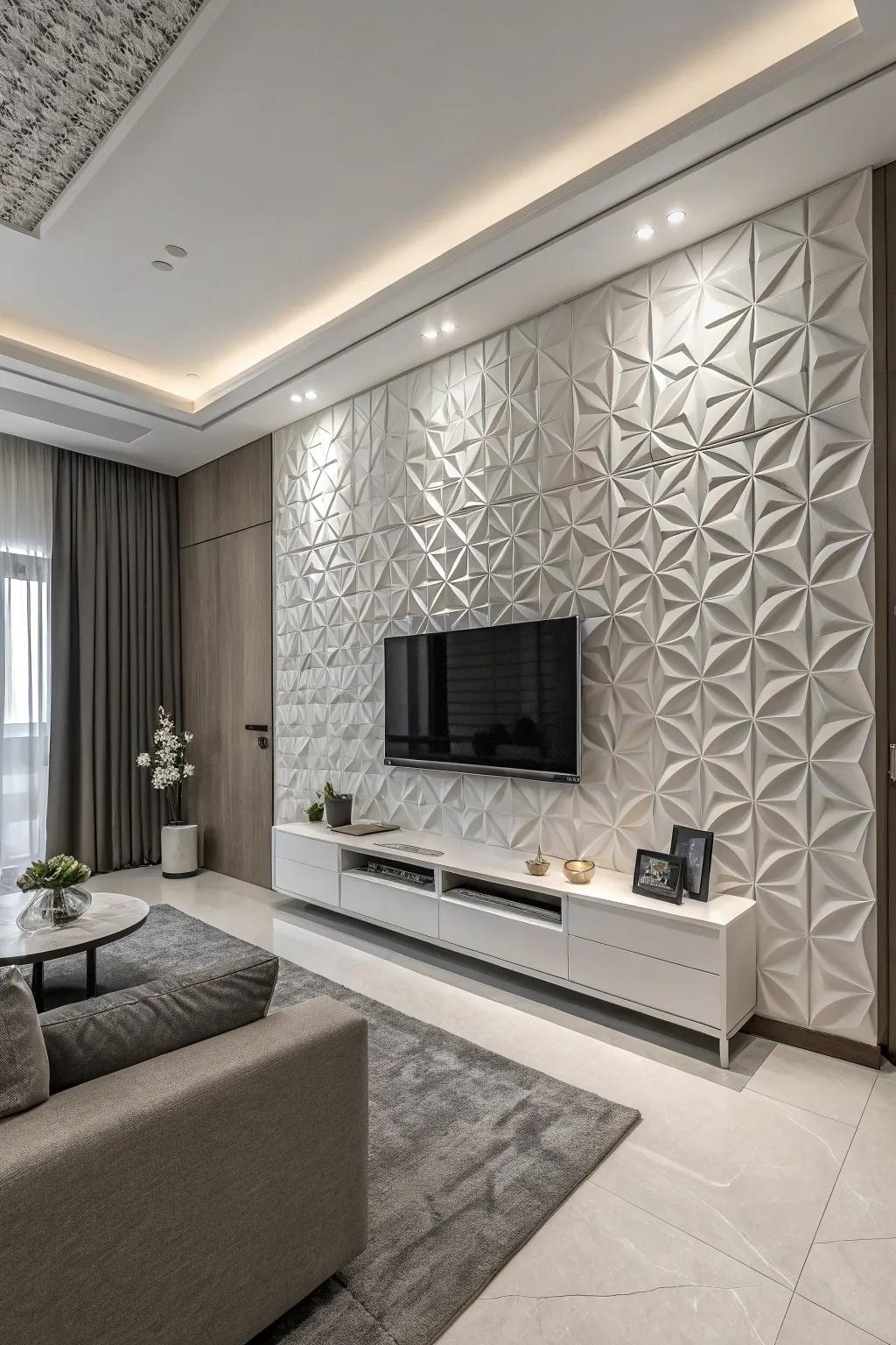 Geometric panels create a stunning and modern focal point.
