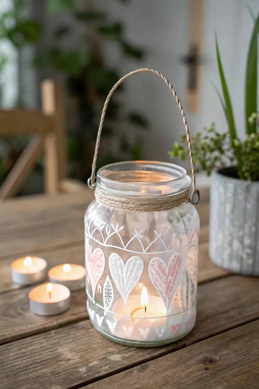 Illuminate your space with handmade elegance: Upcycled Glass Jar Lanterns.