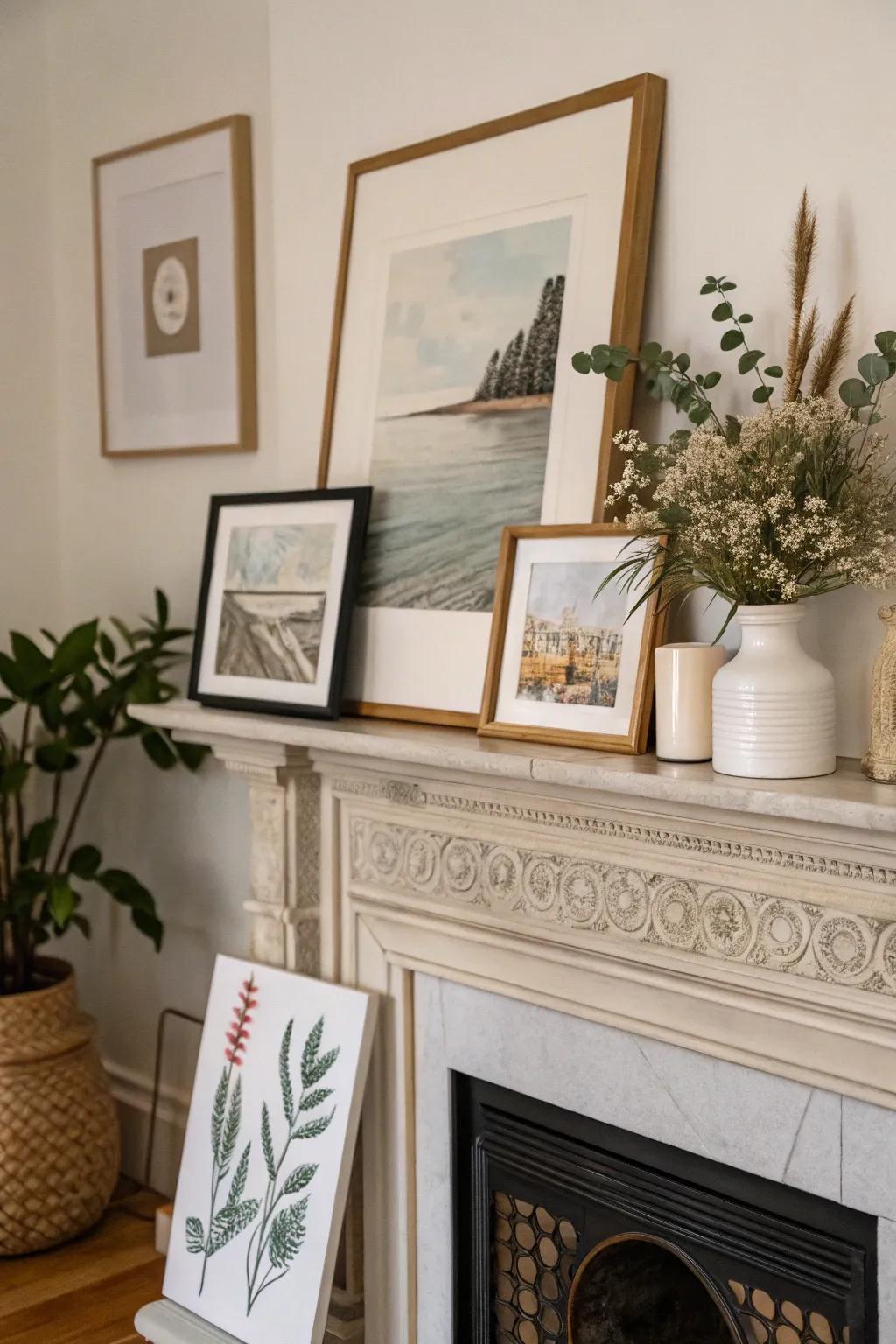 Turn your mantel into an art gallery.