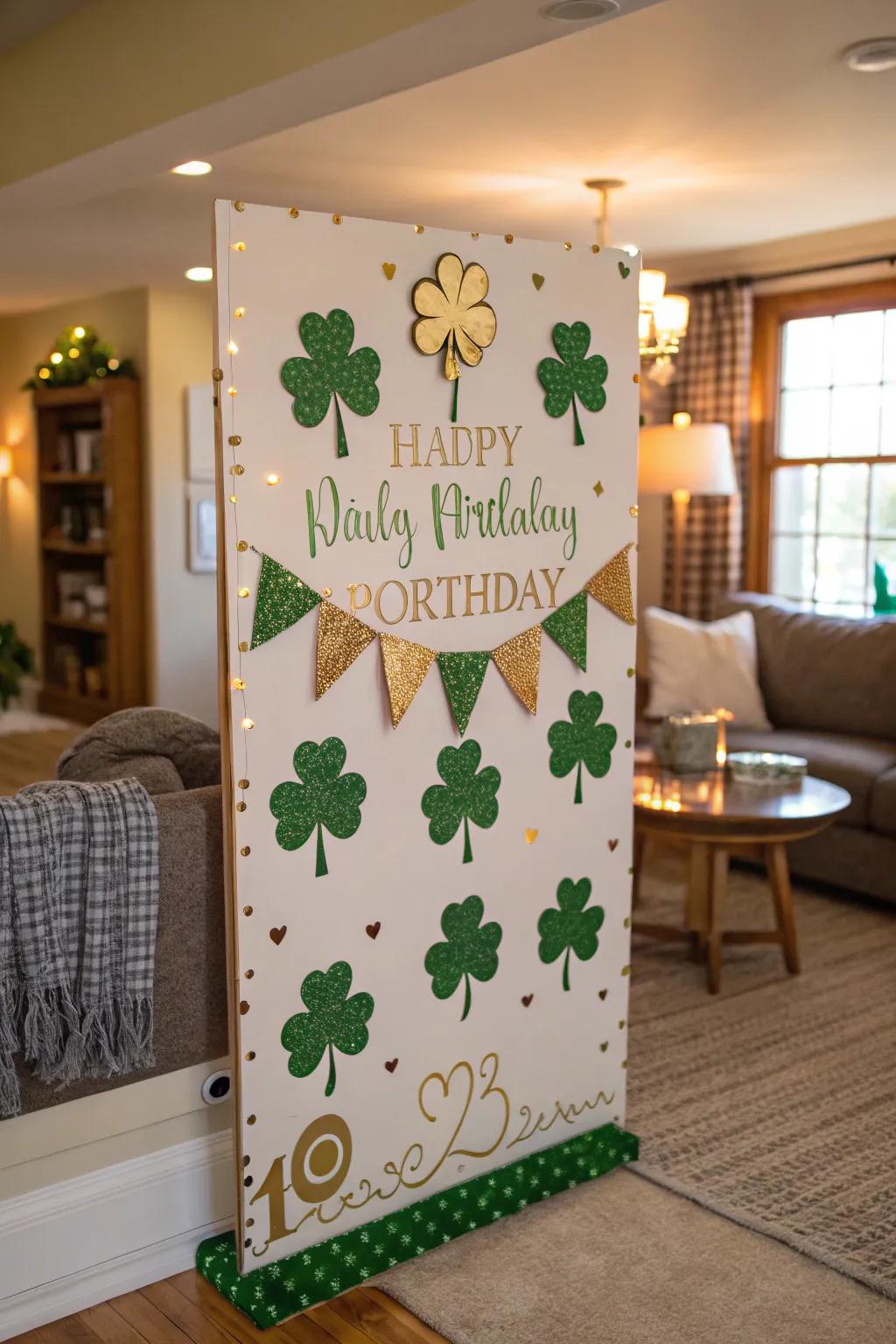 A St. Patrick's Day themed birthday board that brings Irish charm to your decor.