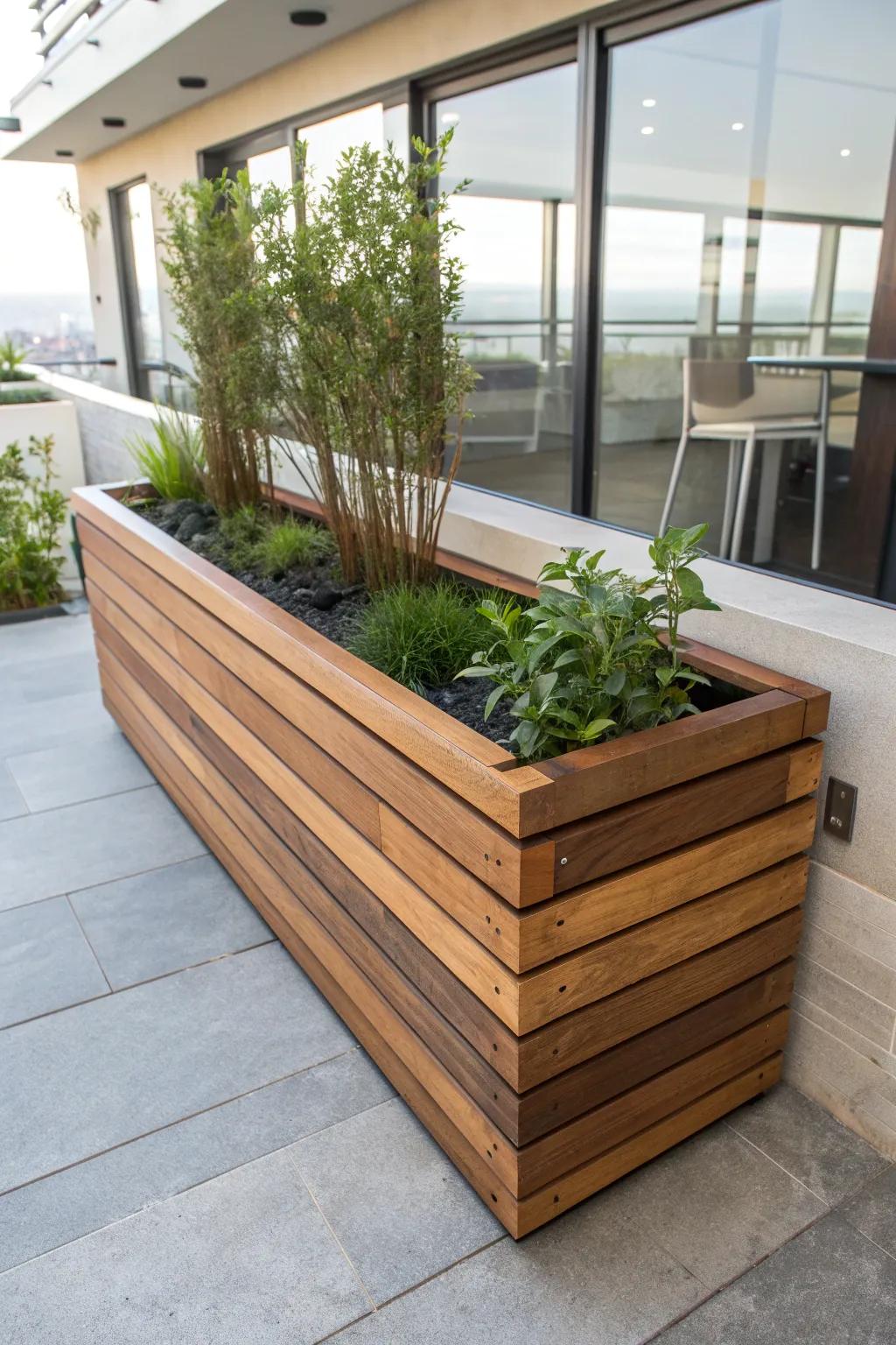 Elevate your space with the timeless appeal of sleek wooden slats.