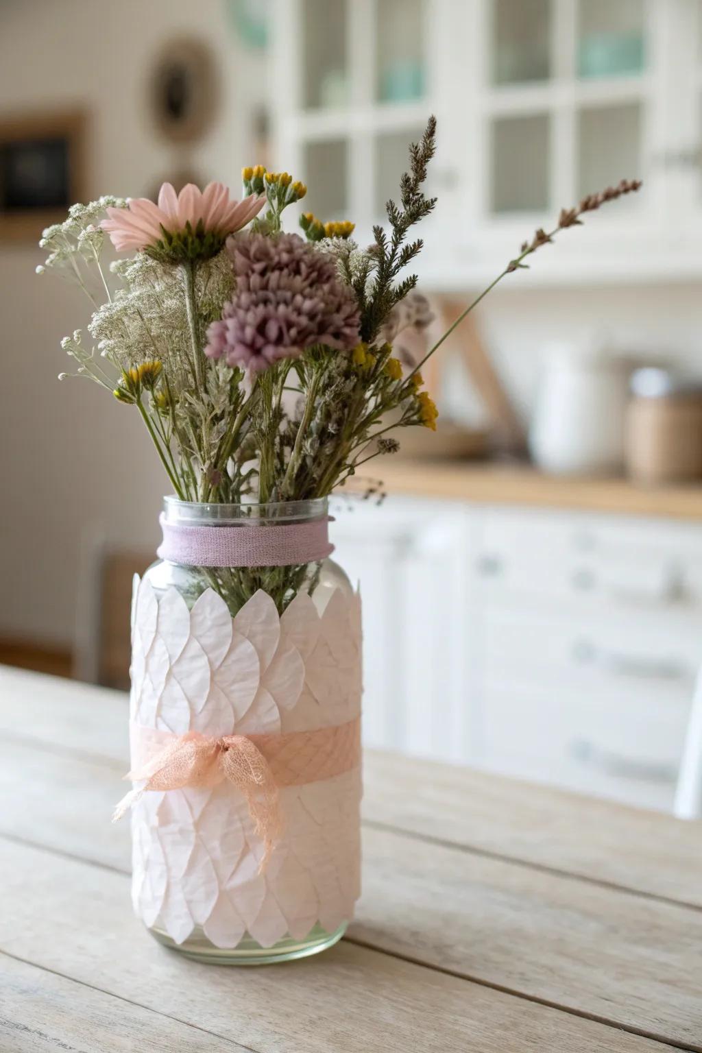 Breathe new life into old jars with Mod Podge magic and create stunning vases for your home.