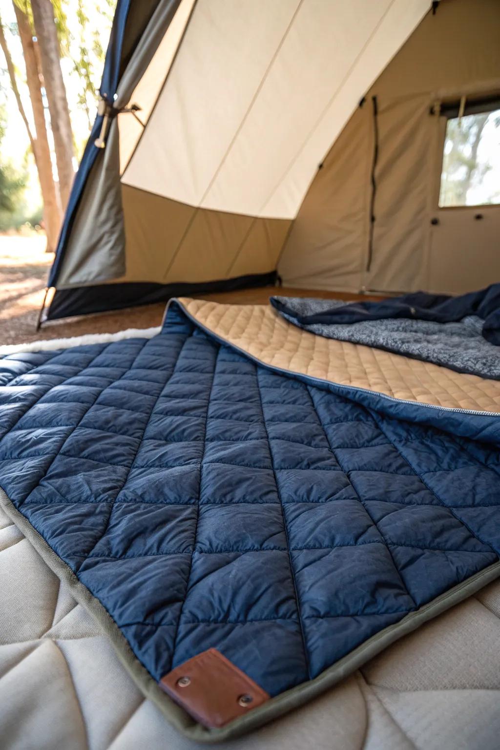 Transform your tent into a cushioned haven with the perfect moving blanket—comfort that feels like home under the stars.